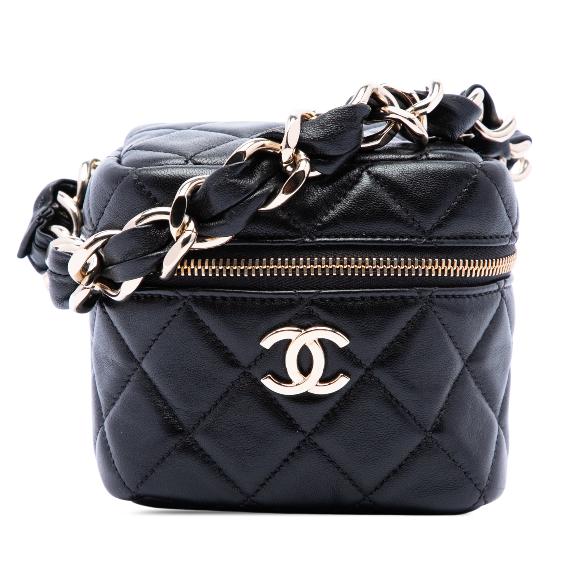 Chanel CC Quilted Lambskin Cube Wristlet Vanity Case - image 1