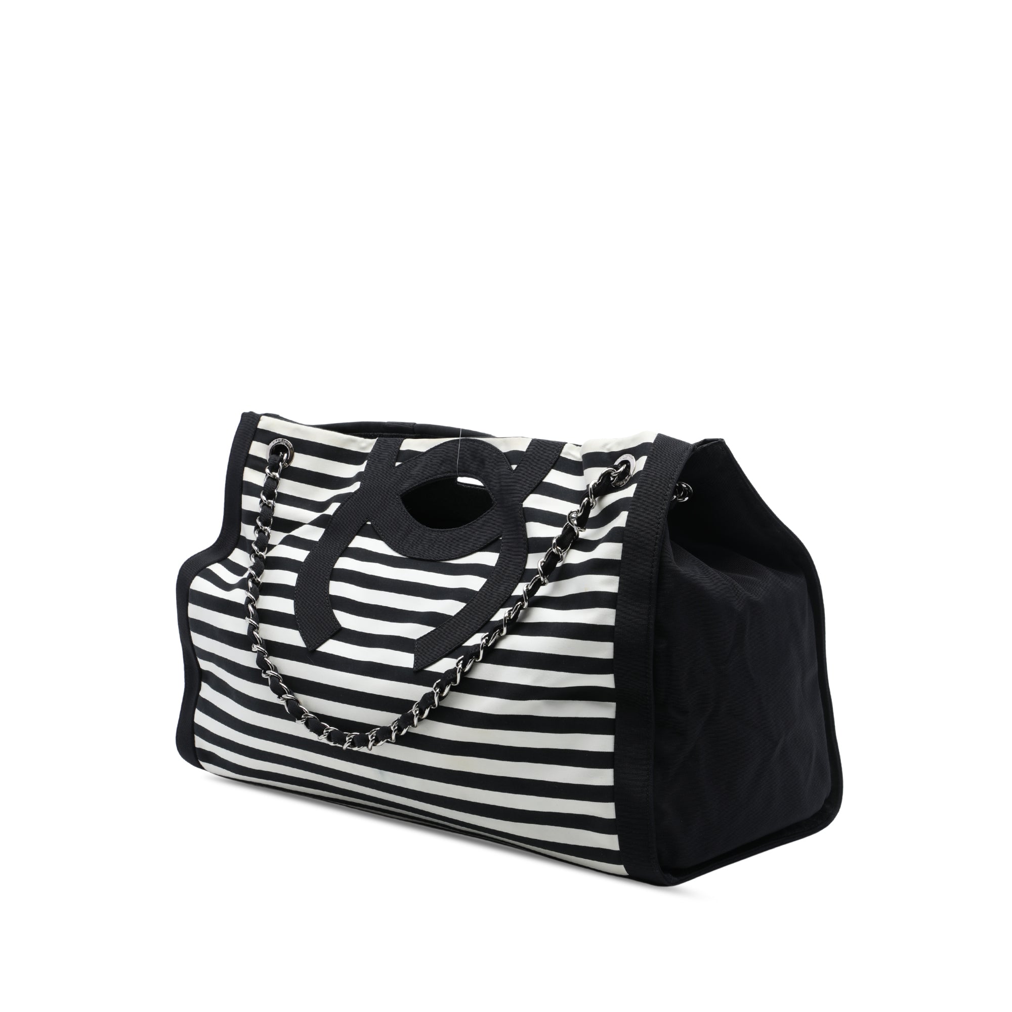 Chanel Extra Large CC Striped Canvas Mariniere Chain Tote - image 2