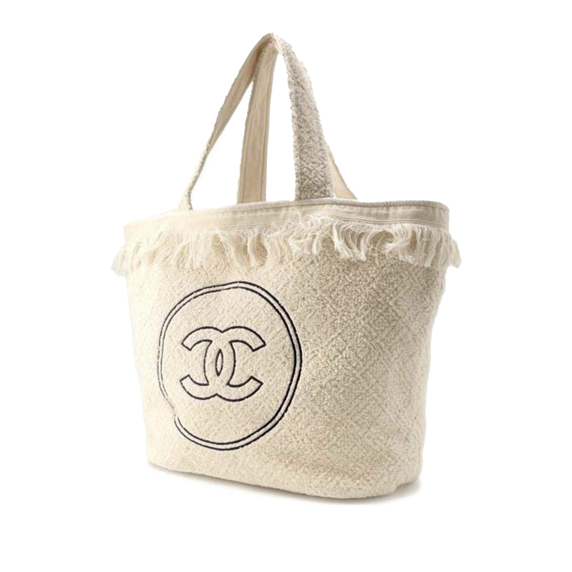 Chanel CC Terry Cloth Fringed Beach Tote Set - image 2