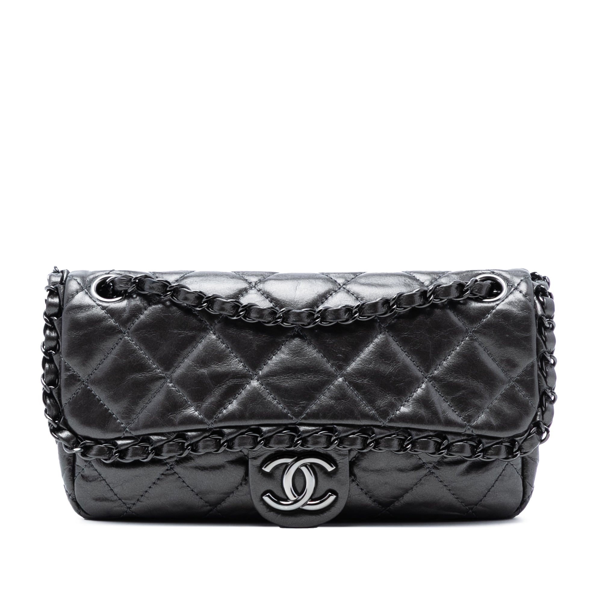 Chanel Small Quilted Metallic Aged Calfskin Chain Me Flap - image 1