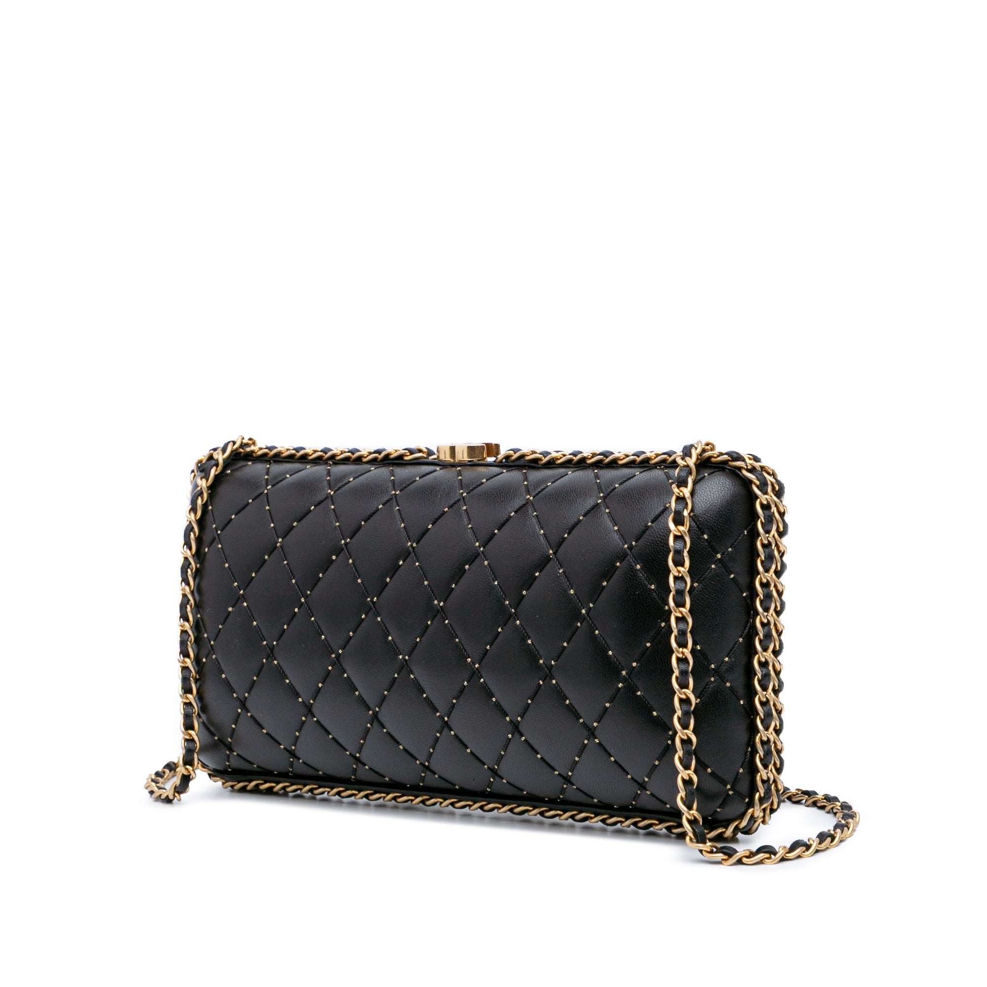 Chanel Quilted Lambskin Studded Chain Around Clutch with Chain - image 2