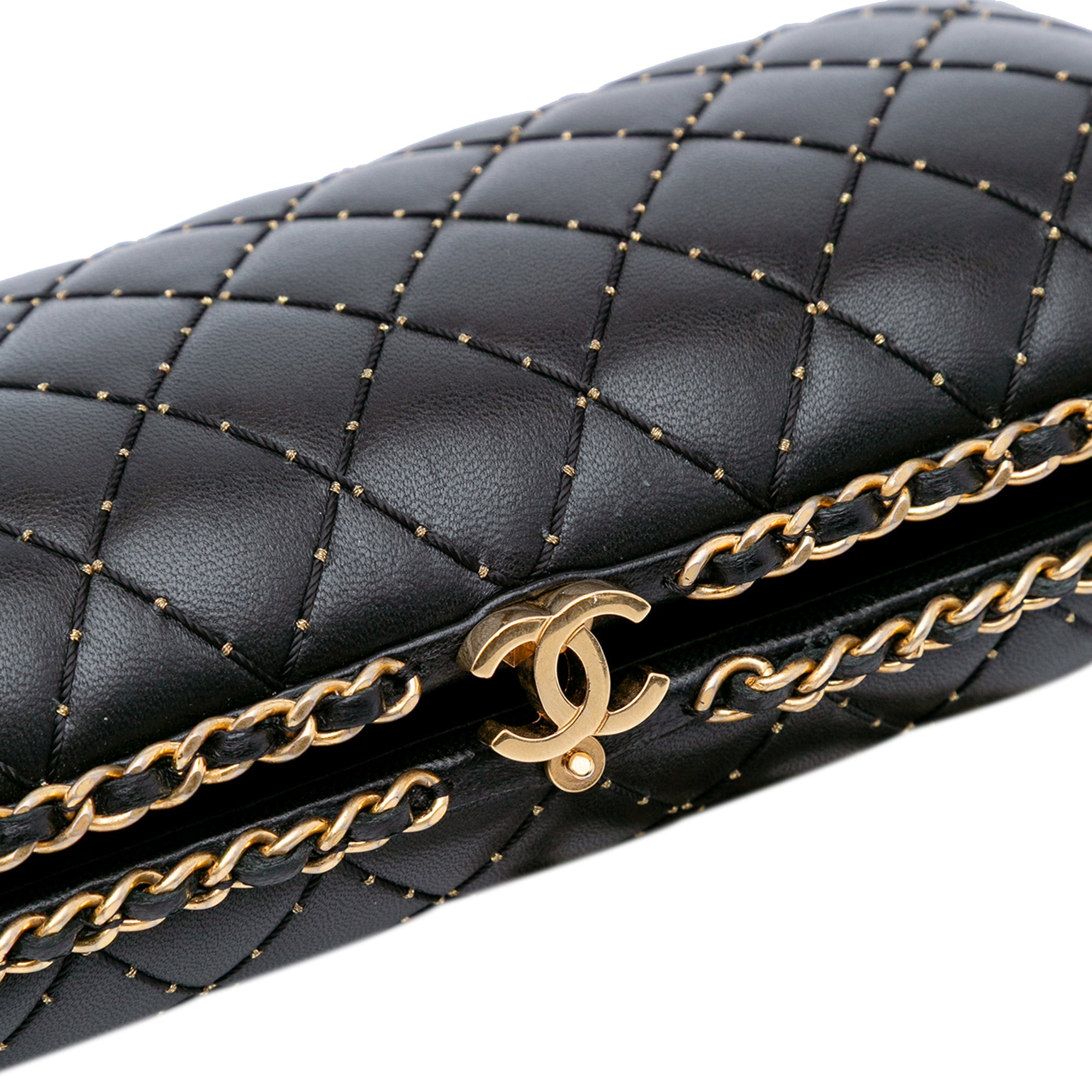 Chanel Quilted Lambskin Studded Chain Around Clutch with Chain - image 7