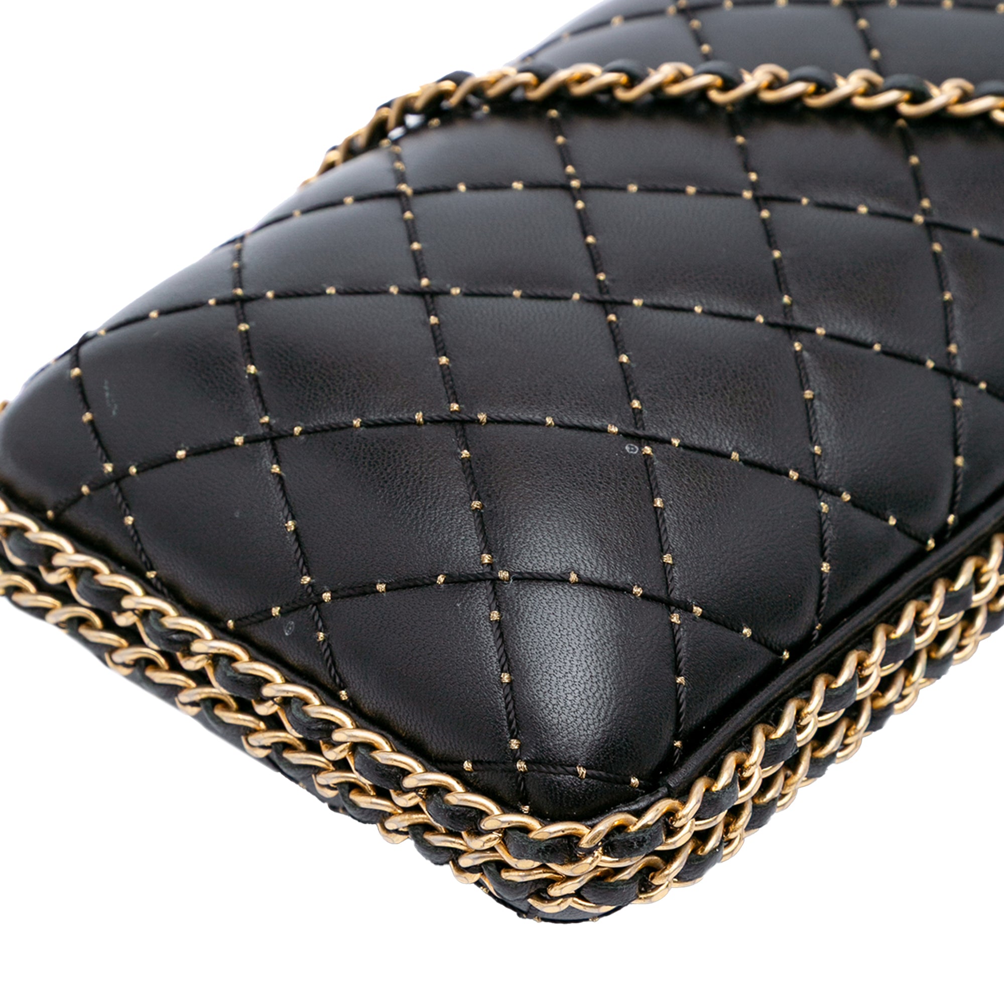 Chanel Quilted Lambskin Studded Chain Around Clutch with Chain - image 8