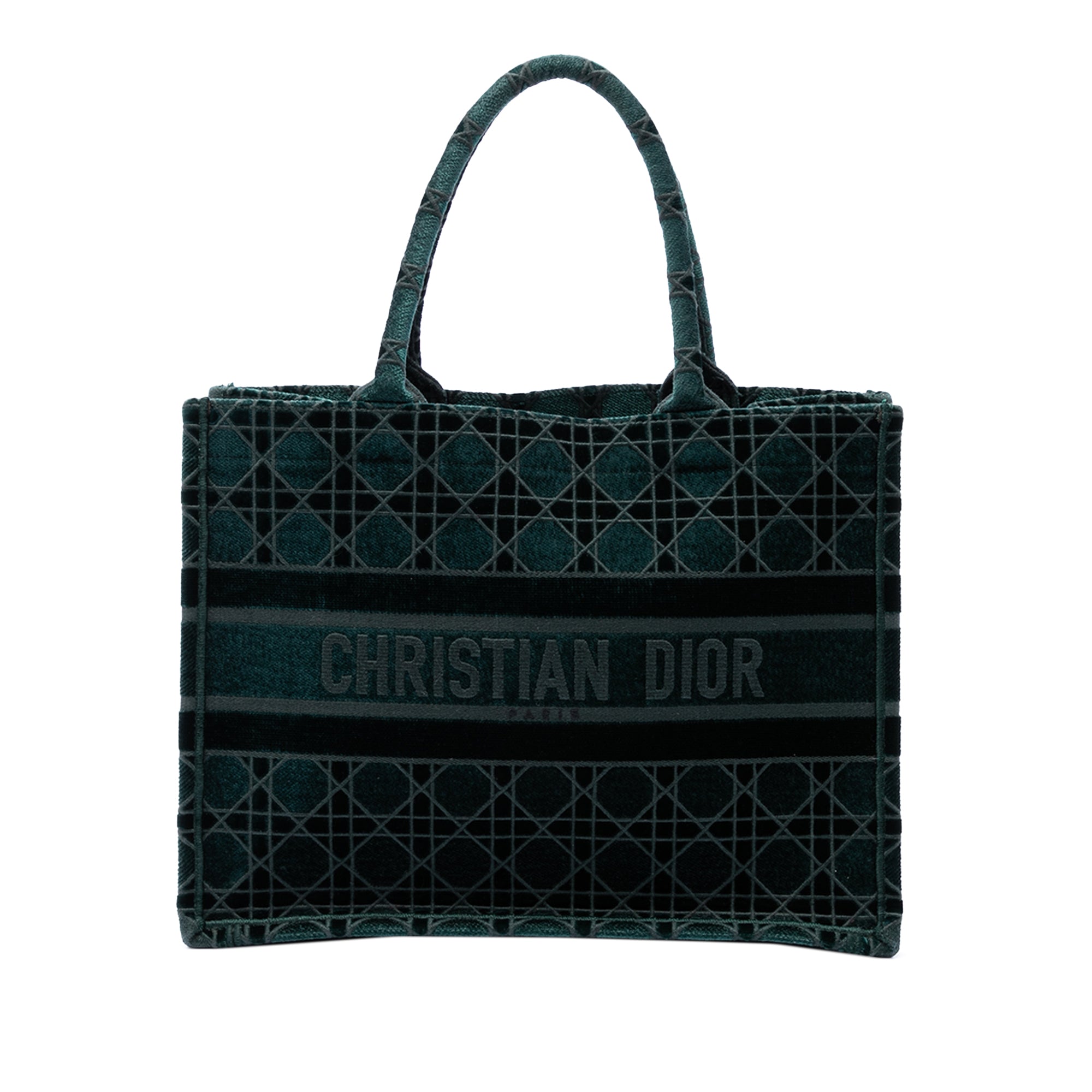 Dior Medium Embroidered Velvet Cannage Book Tote - image 1