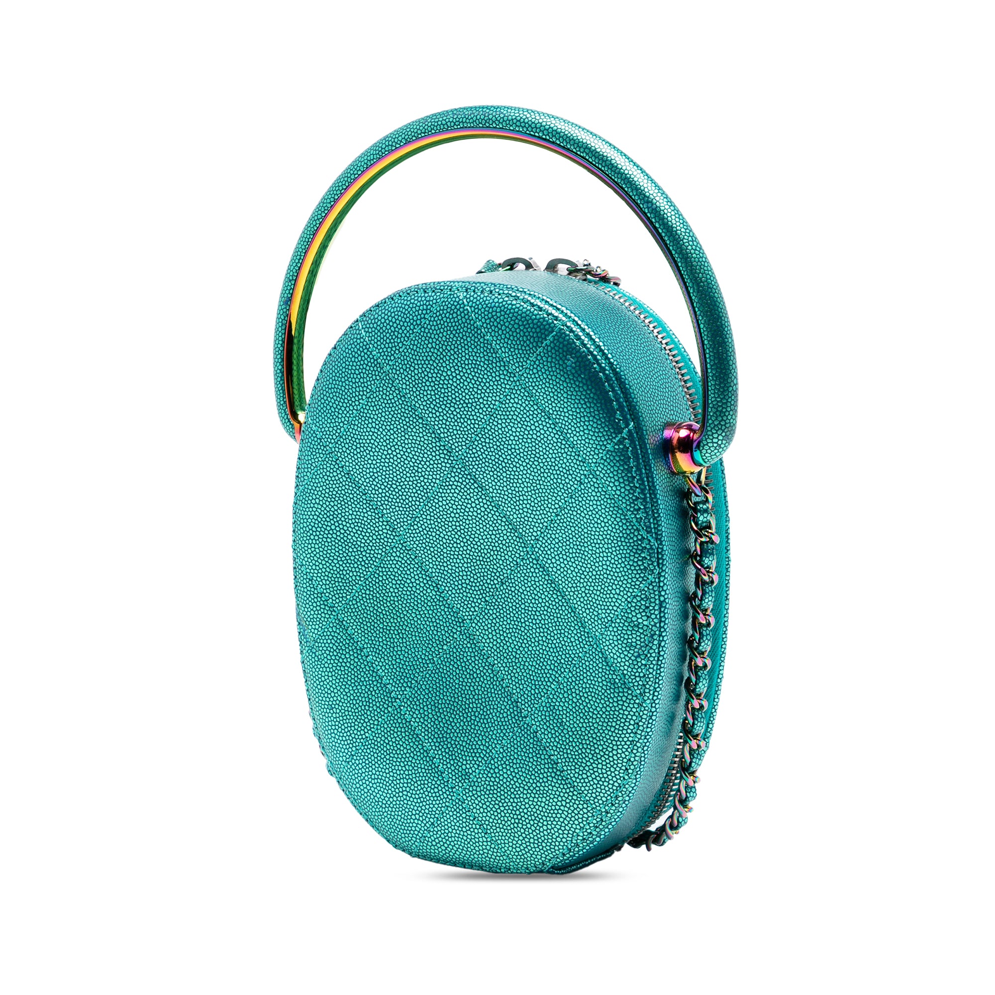 Chanel Quilted Metallic Caviar Rainbow Hardware Oval Camera Bag - image 2