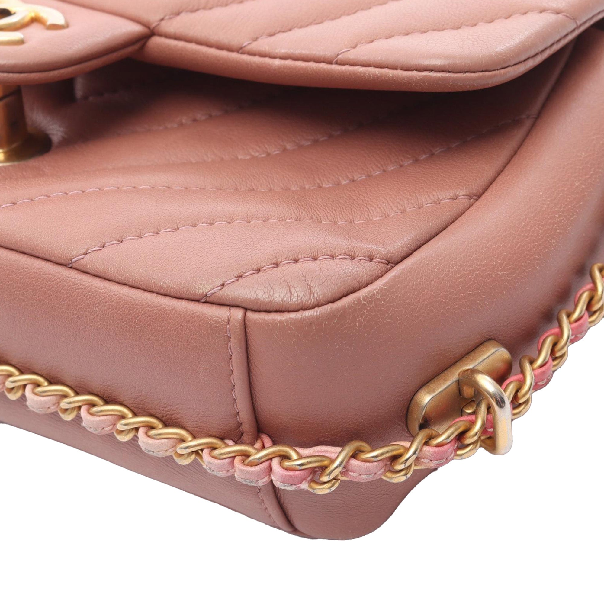 Chanel Mini Rectangular Chevron Lambskin Chain Around Flap - image 8