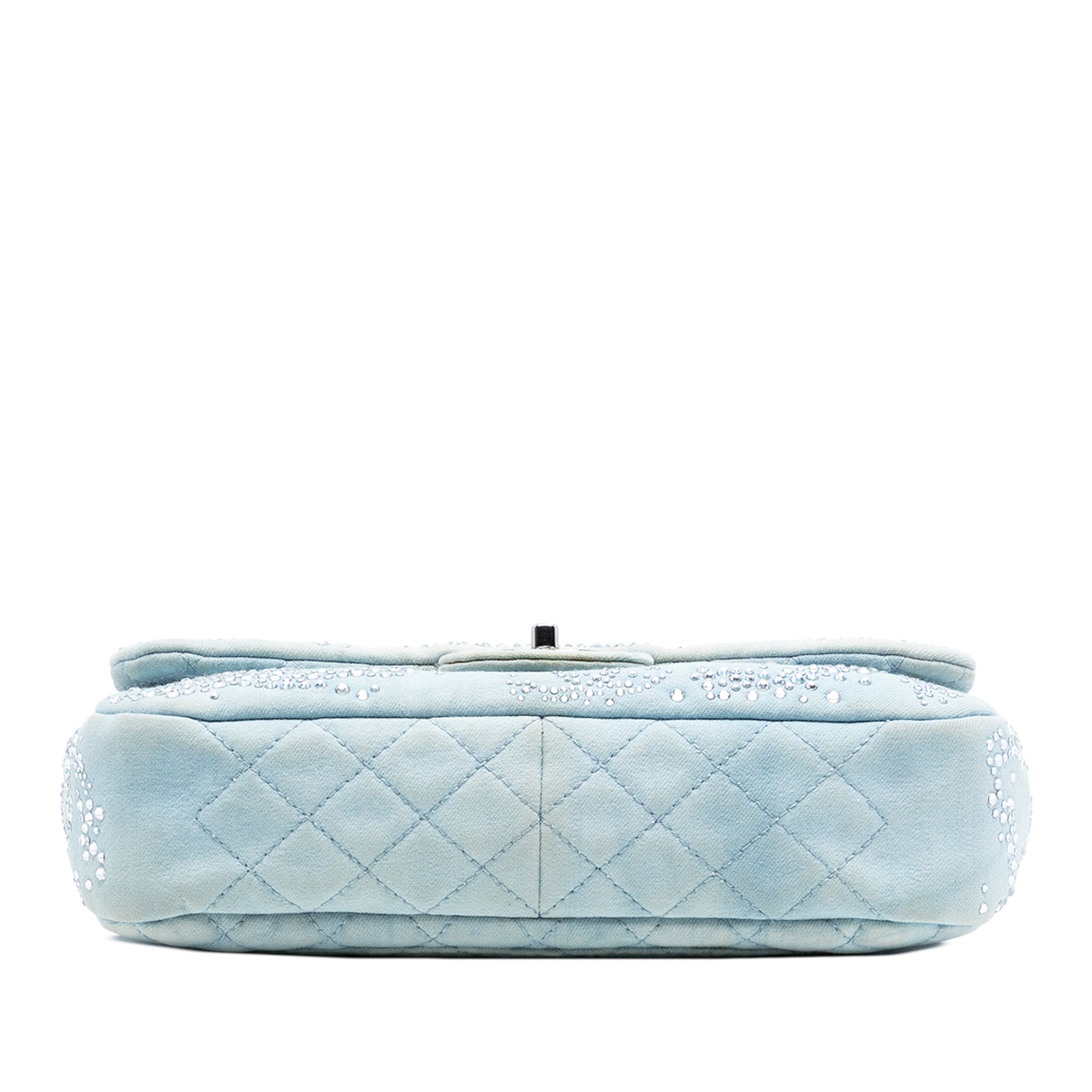 Chanel Jumbo CC Quilted Denim Crystal Embellished Single Flap - image 3