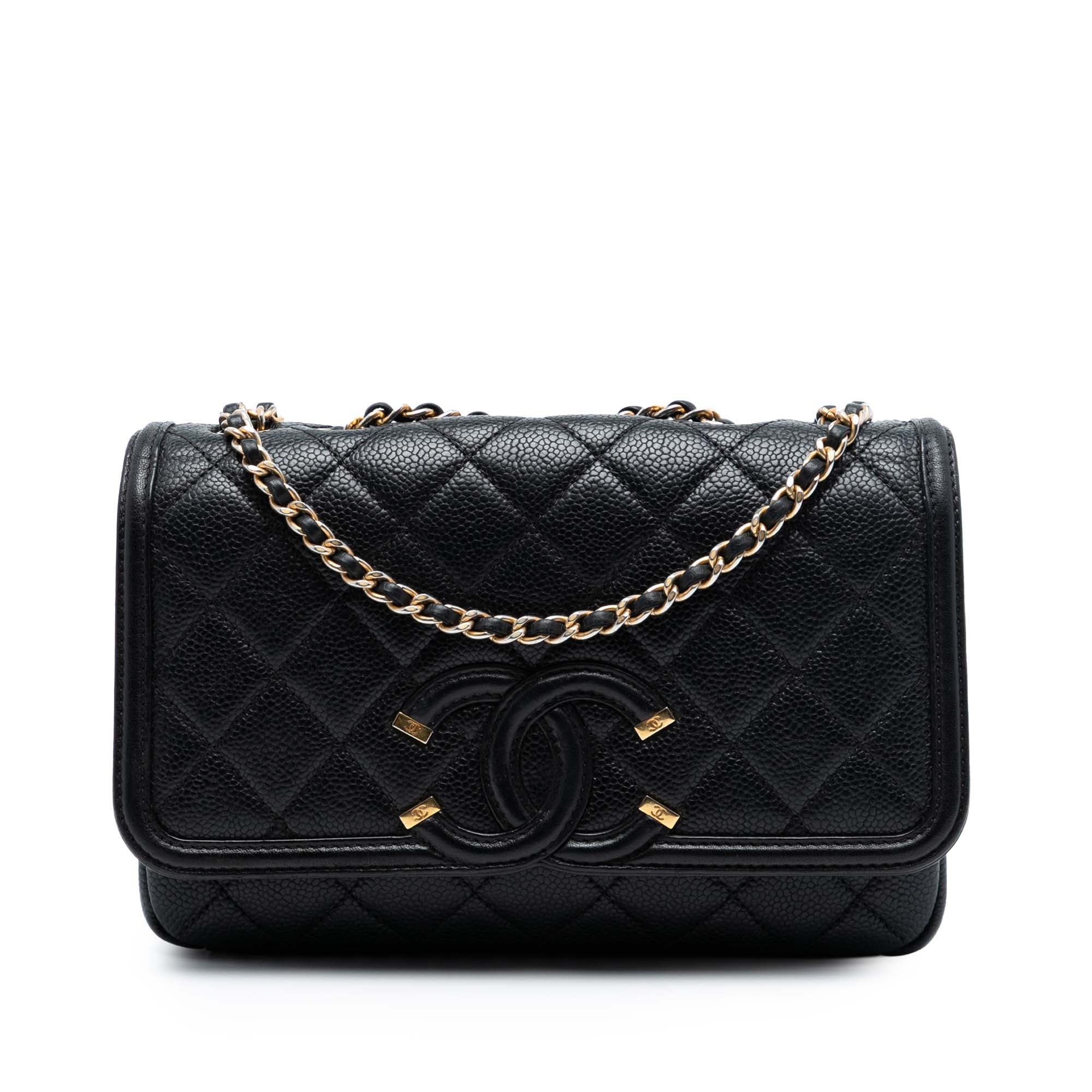 Chanel Small Quilted Caviar CC Filigree Flap - image 1