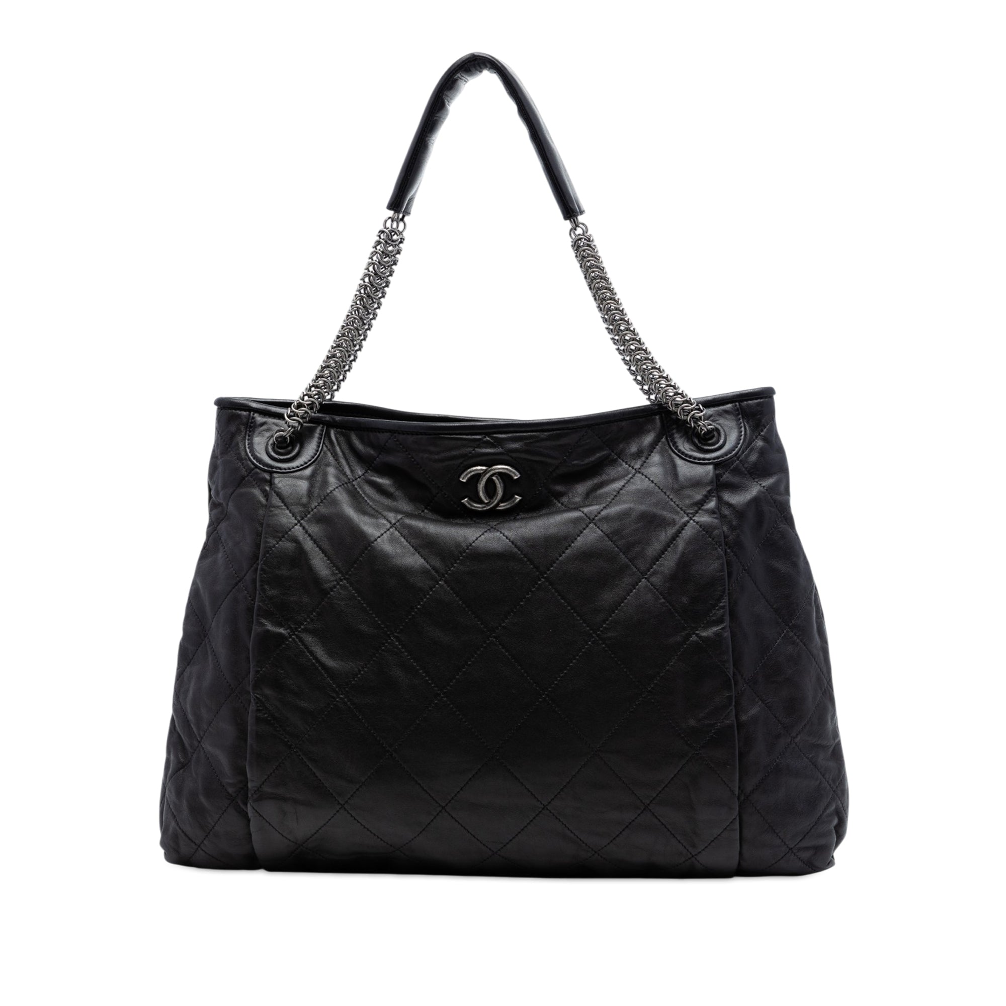 Chanel CC Quilted Lambskin Chain Shopping Tote - image 1