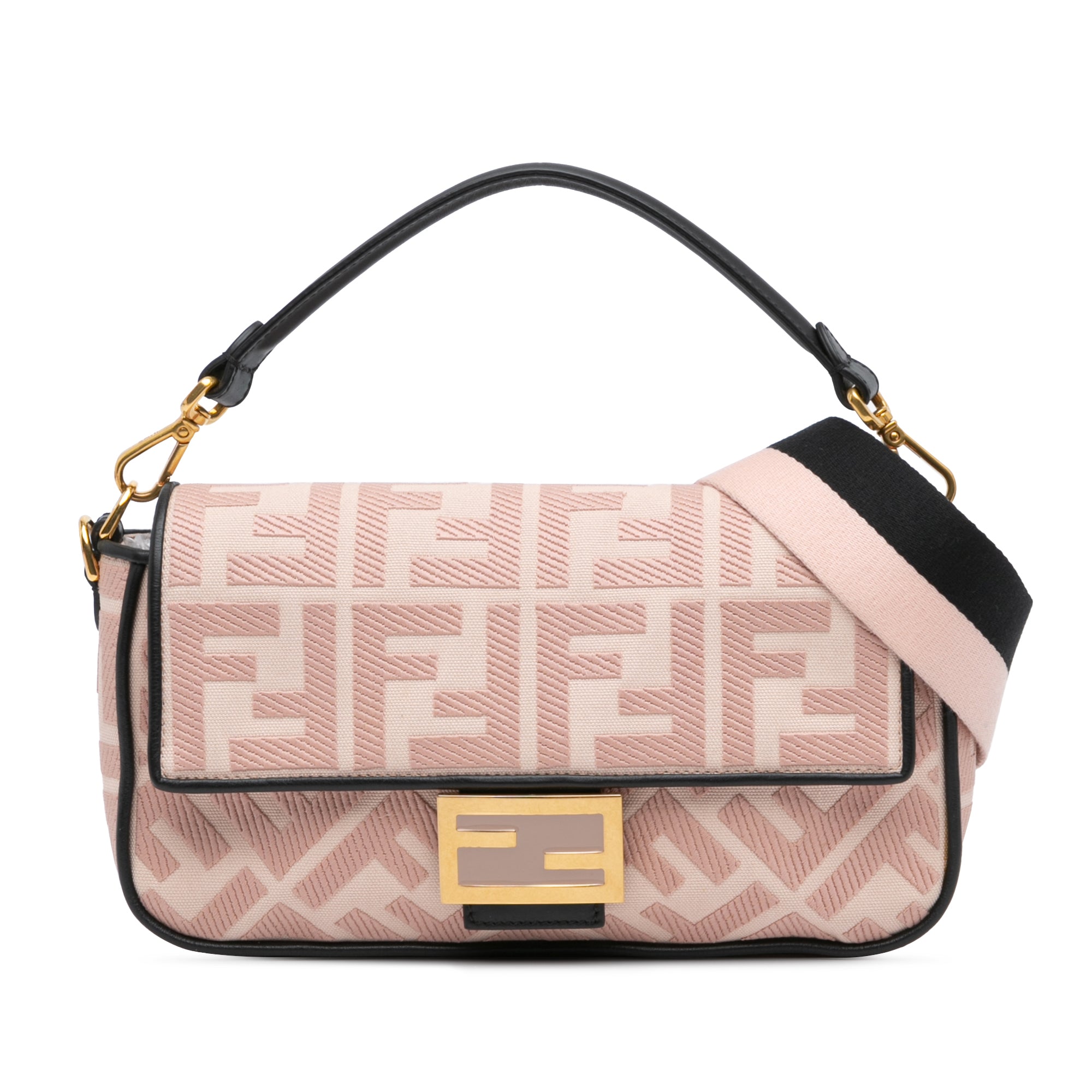 Fendi Zucca Embroidered Canvas Baguette Satchel - image 1
