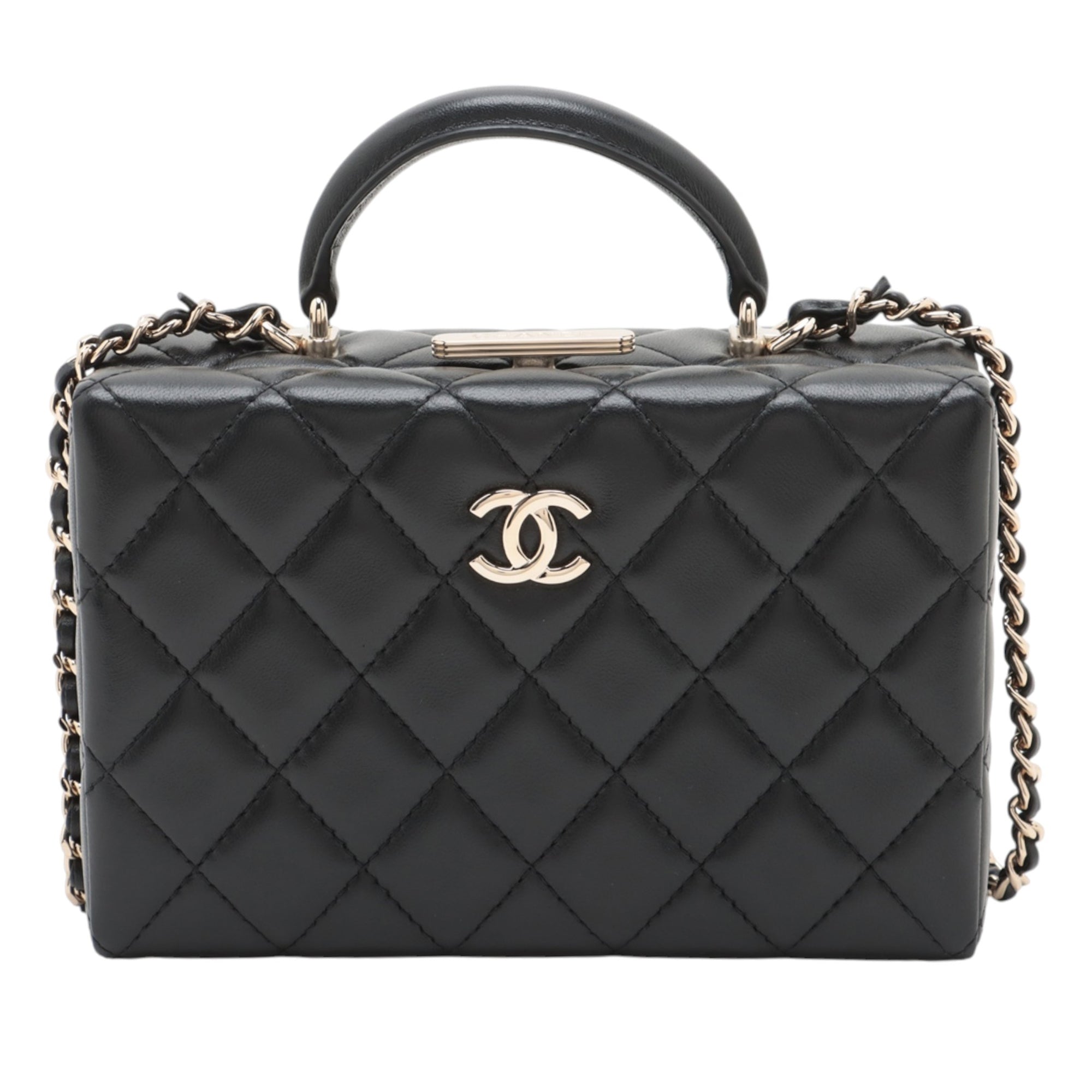 Chanel CC Quilted Lambskin Top Handle Box Bag - image 1