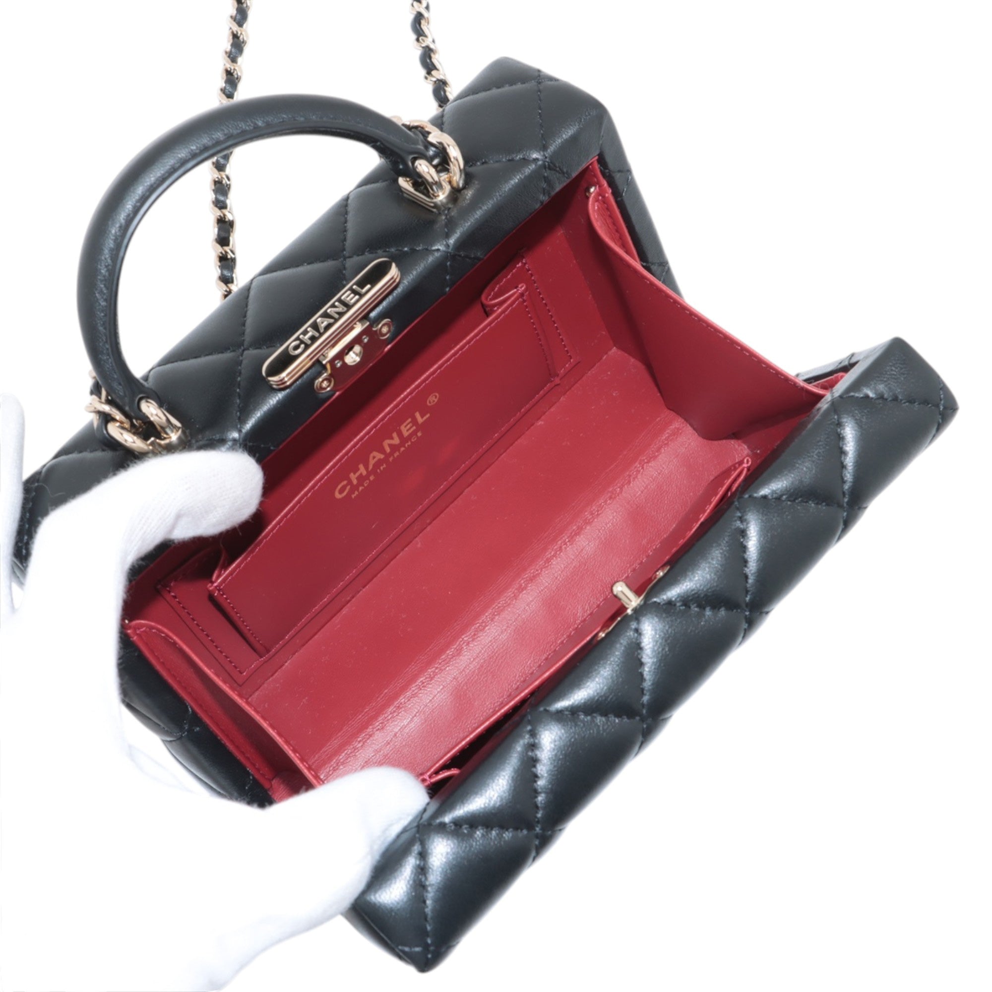 Chanel CC Quilted Lambskin Top Handle Box Bag - image 3