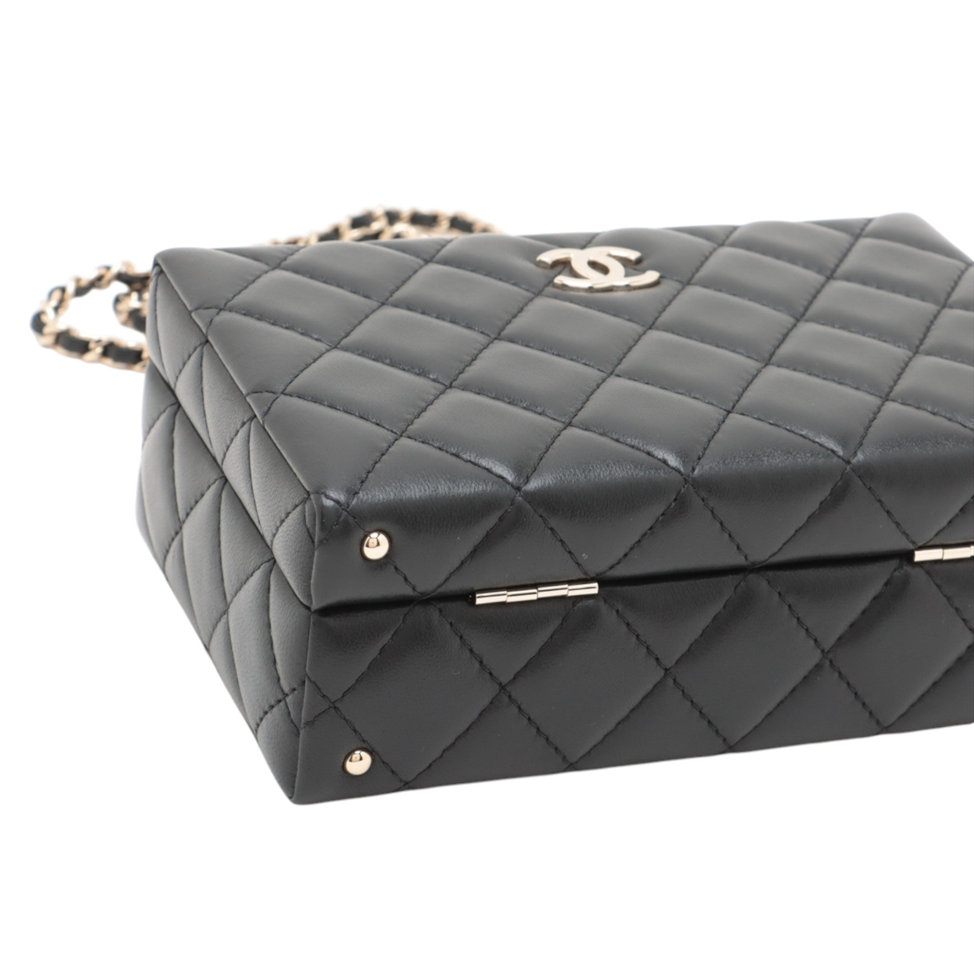 Chanel CC Quilted Lambskin Top Handle Box Bag - image 8