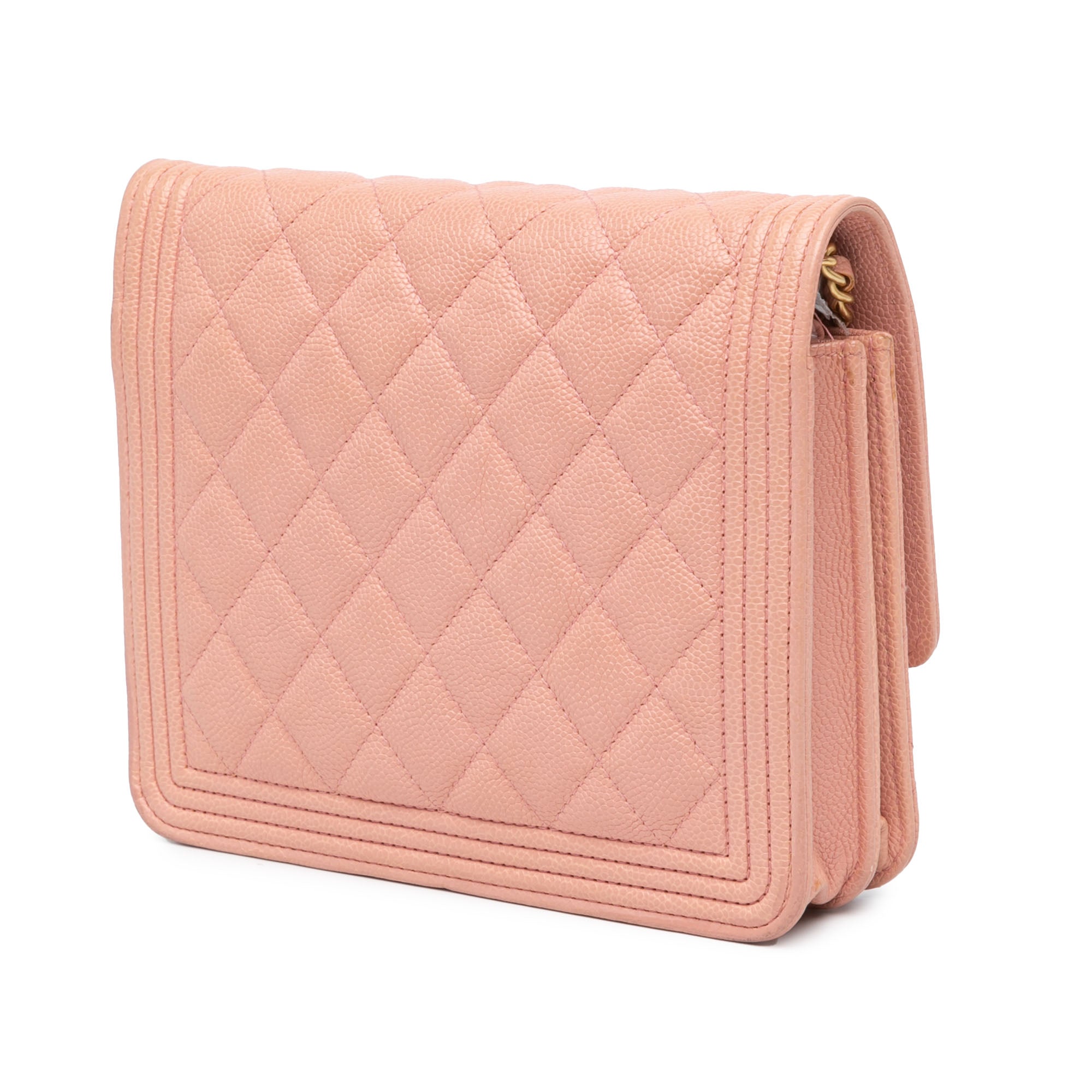 Chanel Quilted Caviar Square Boy Wallet On Chain - image 2
