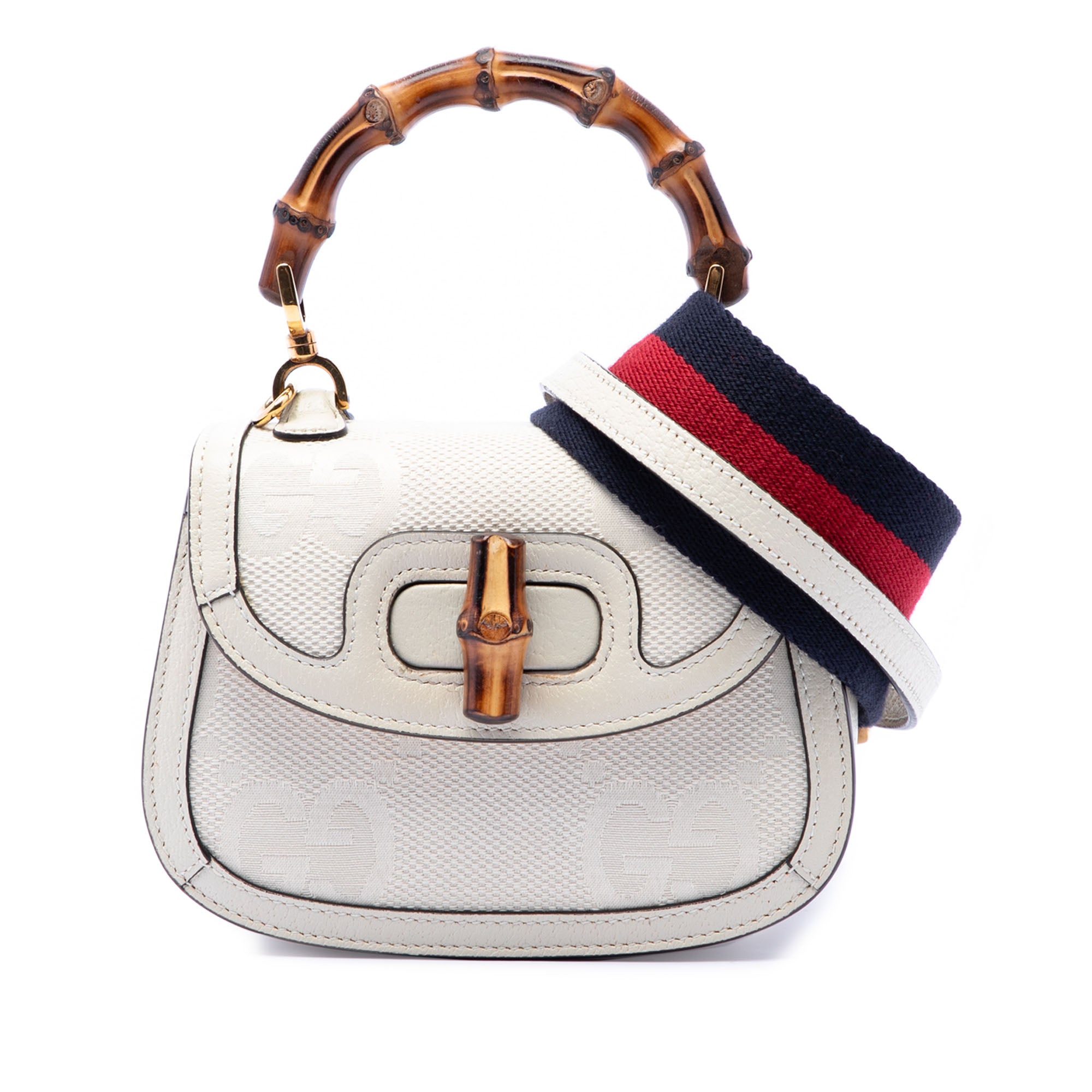 Gucci Mini Jumbo GG Canvas 1947 Web Bamboo Top Handle Bag - image 1