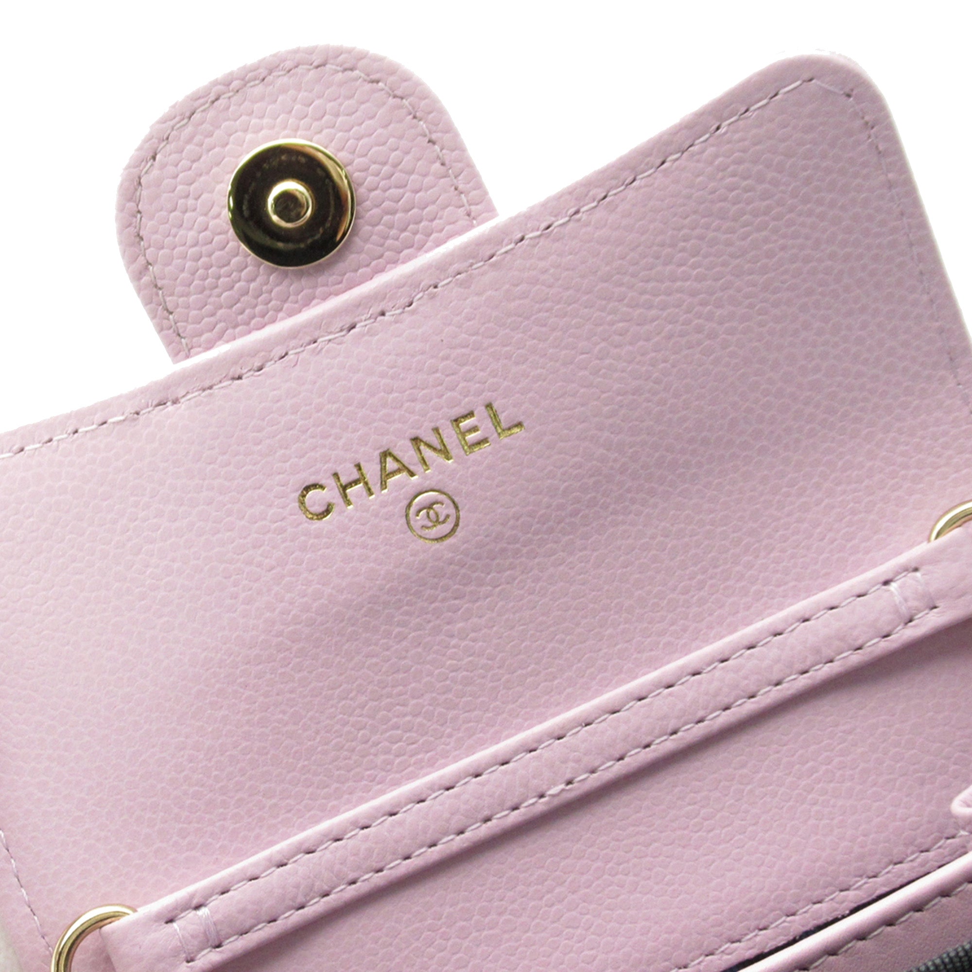 Chanel CC Quilted Caviar Flap Card Holder on Chain - image 5
