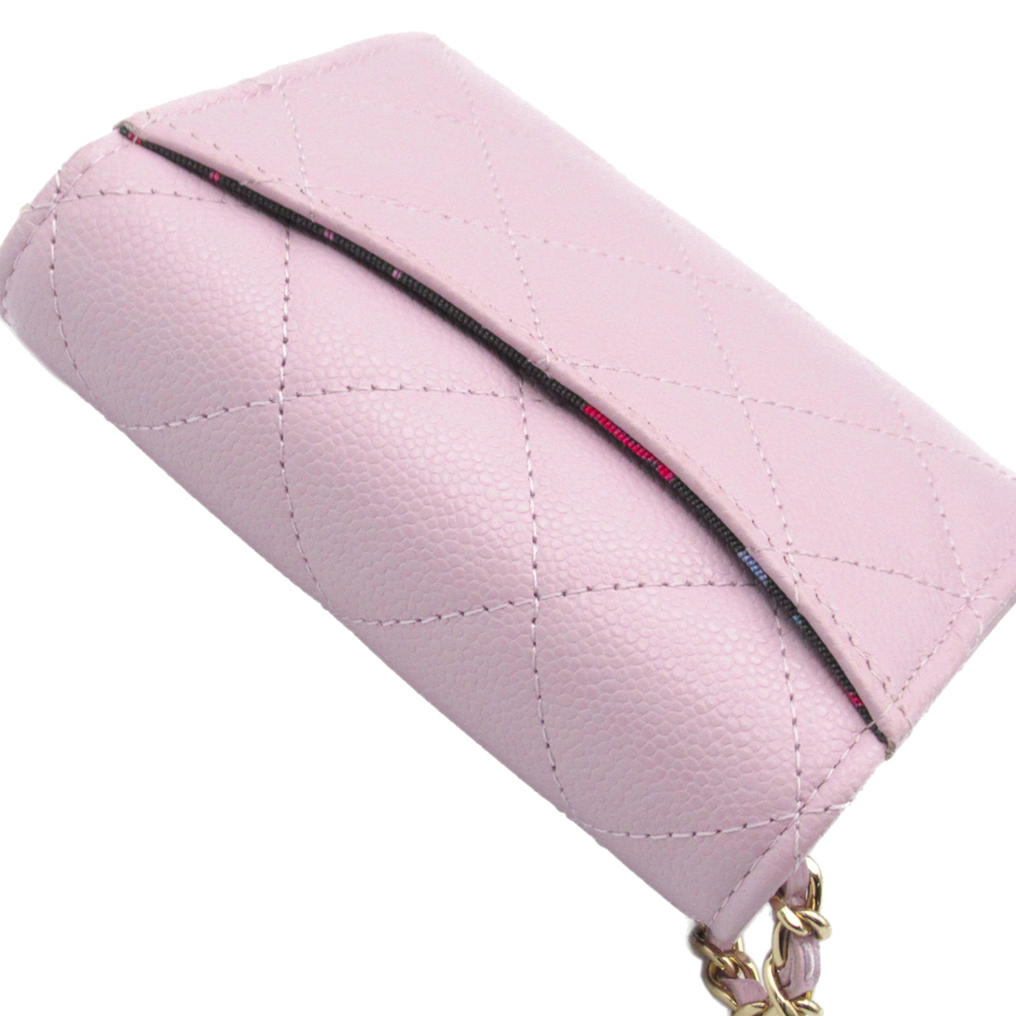 Chanel CC Quilted Caviar Flap Card Holder on Chain - image 7