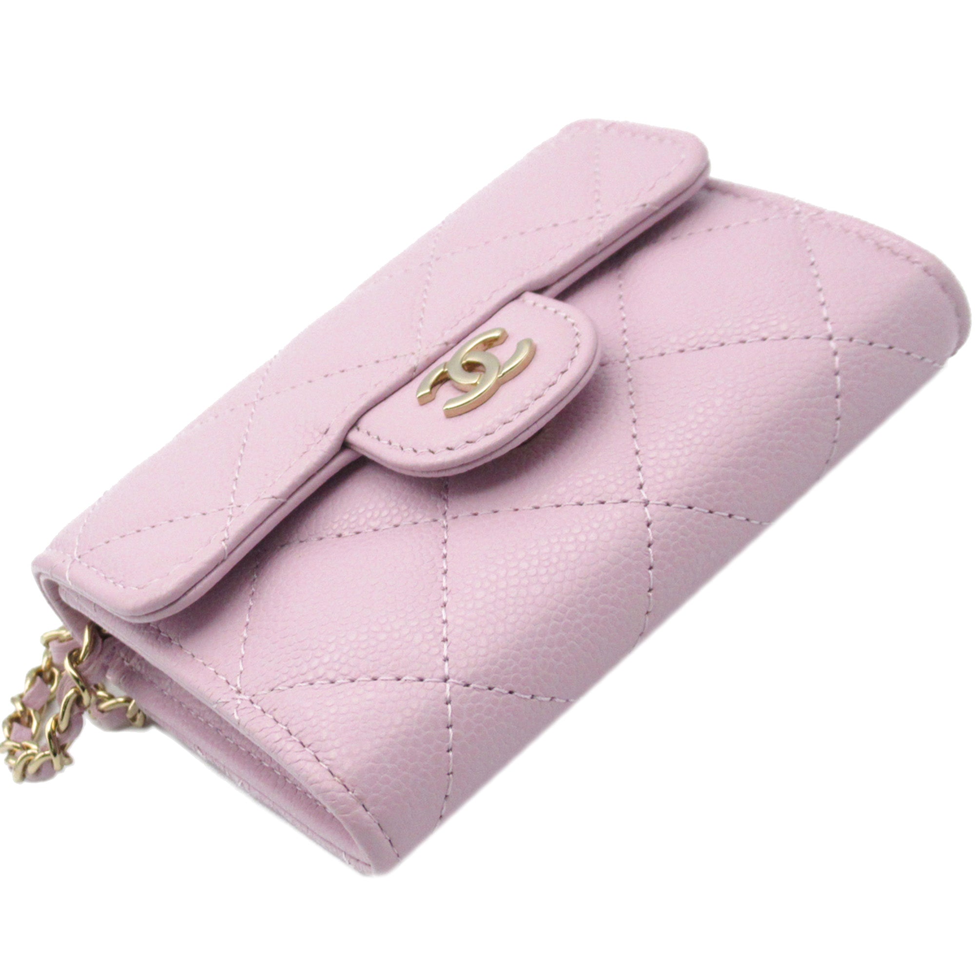 Chanel CC Quilted Caviar Flap Card Holder on Chain - image 8