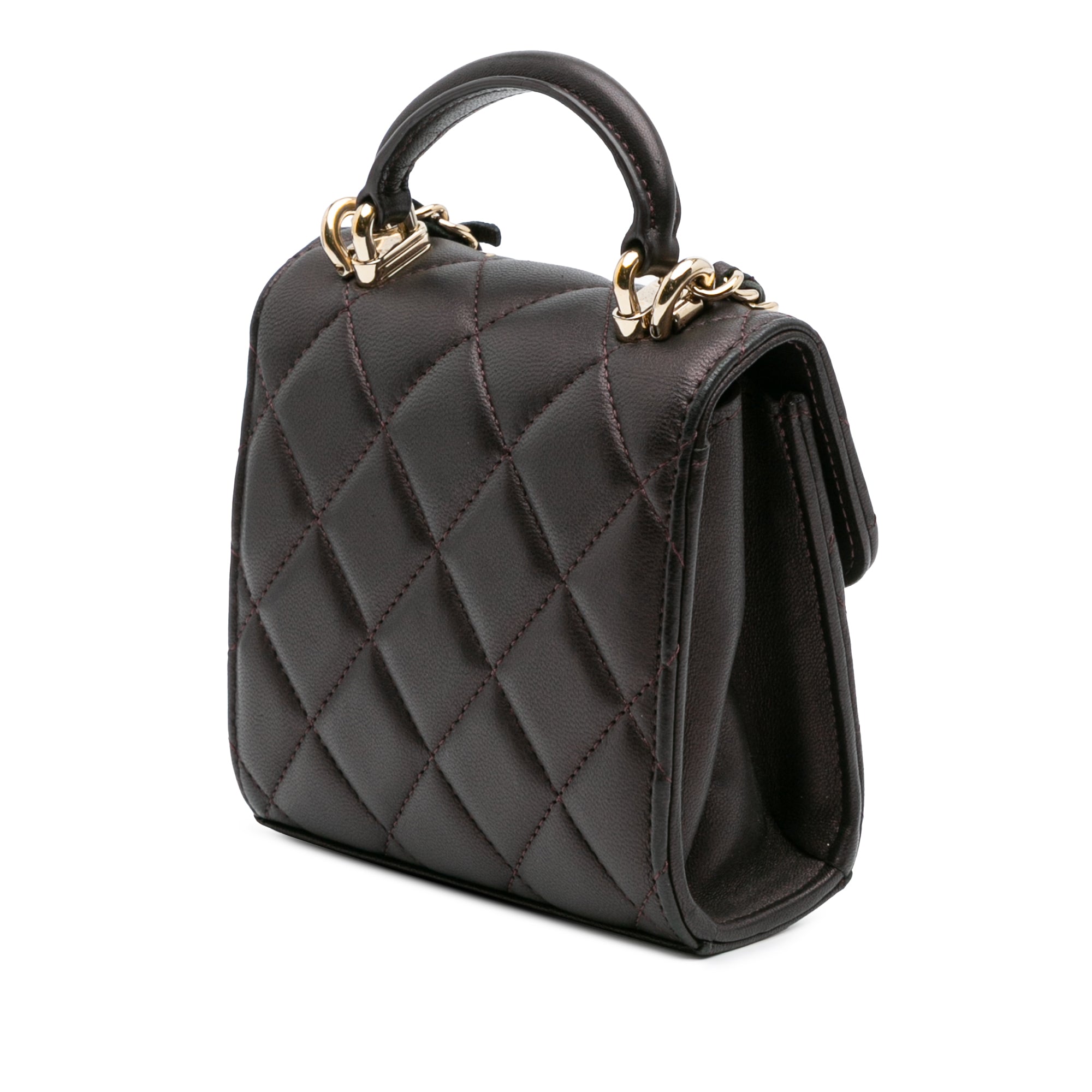 Chanel CC Quilted Iridescent Lambskin Top Handle Flap Clutch With Chain - image 2
