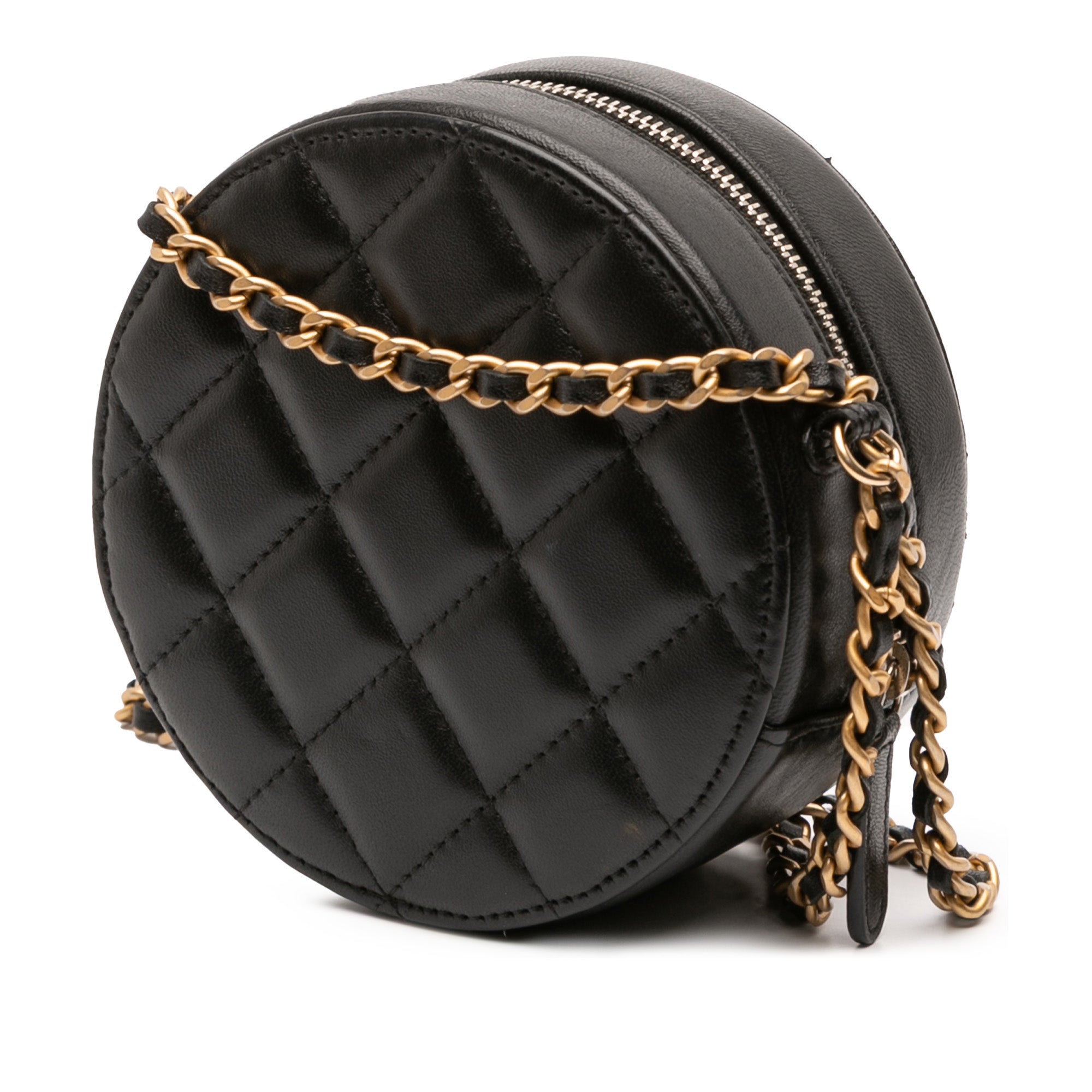 Chanel Quilted Lambskin Egyptian Amulet Charms Round Clutch with Chain - image 2