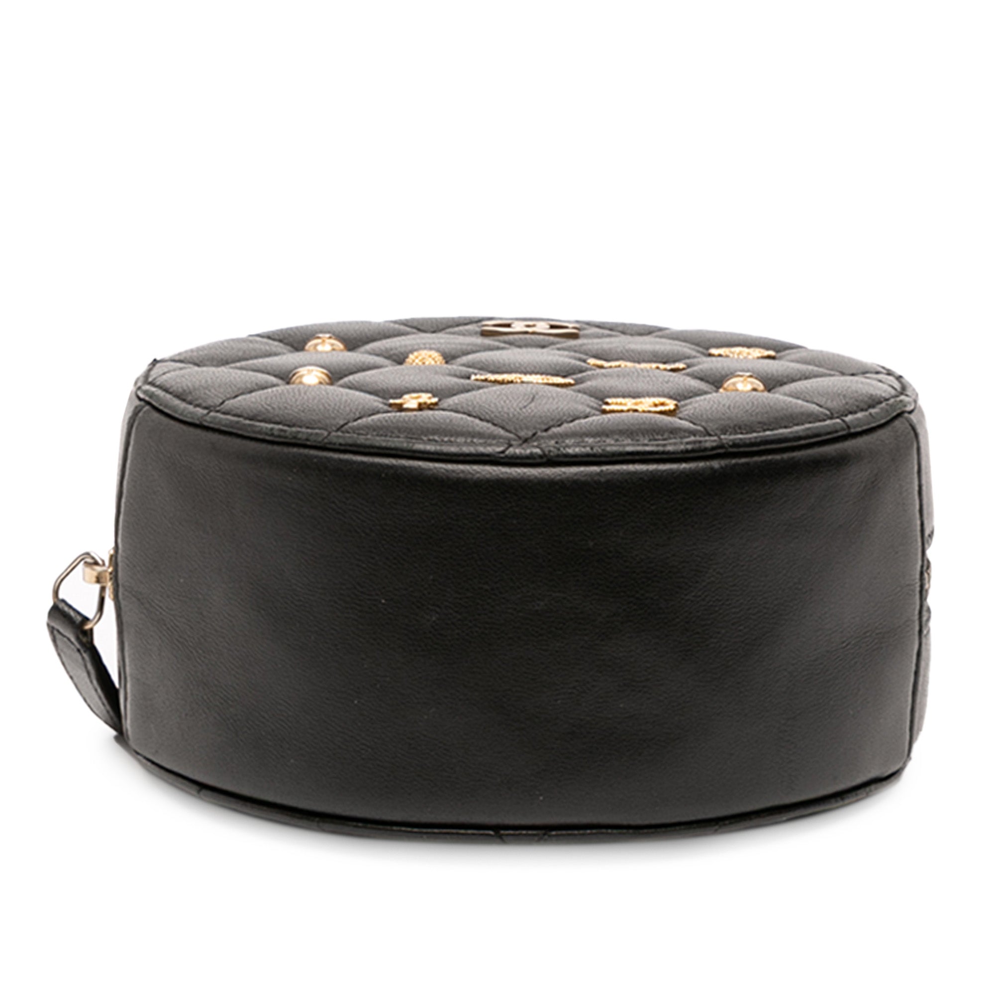 Chanel Quilted Lambskin Egyptian Amulet Charms Round Clutch with Chain - image 3