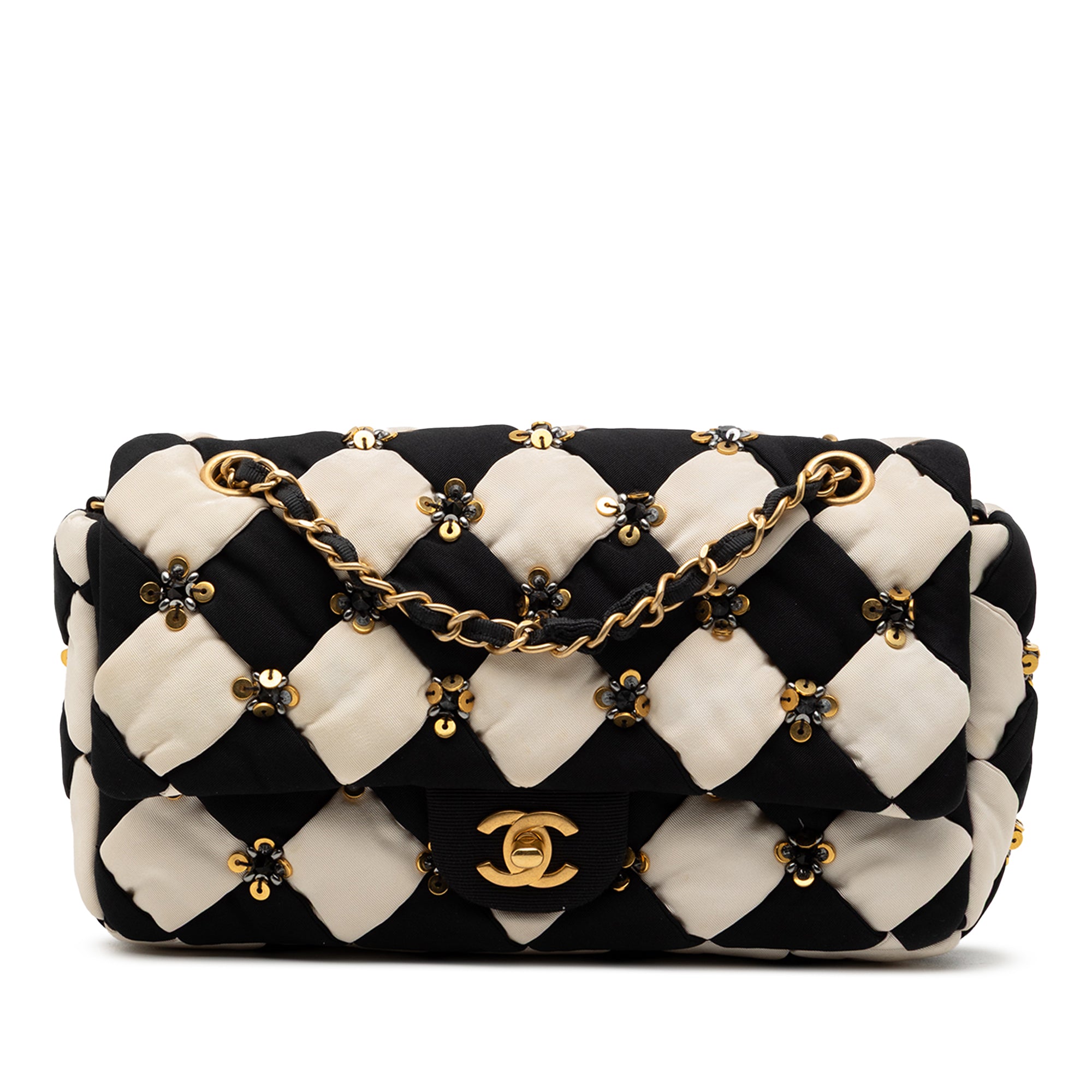 Chanel Medium Satin Metiers D Art Checkered Embellished Flap - image 1
