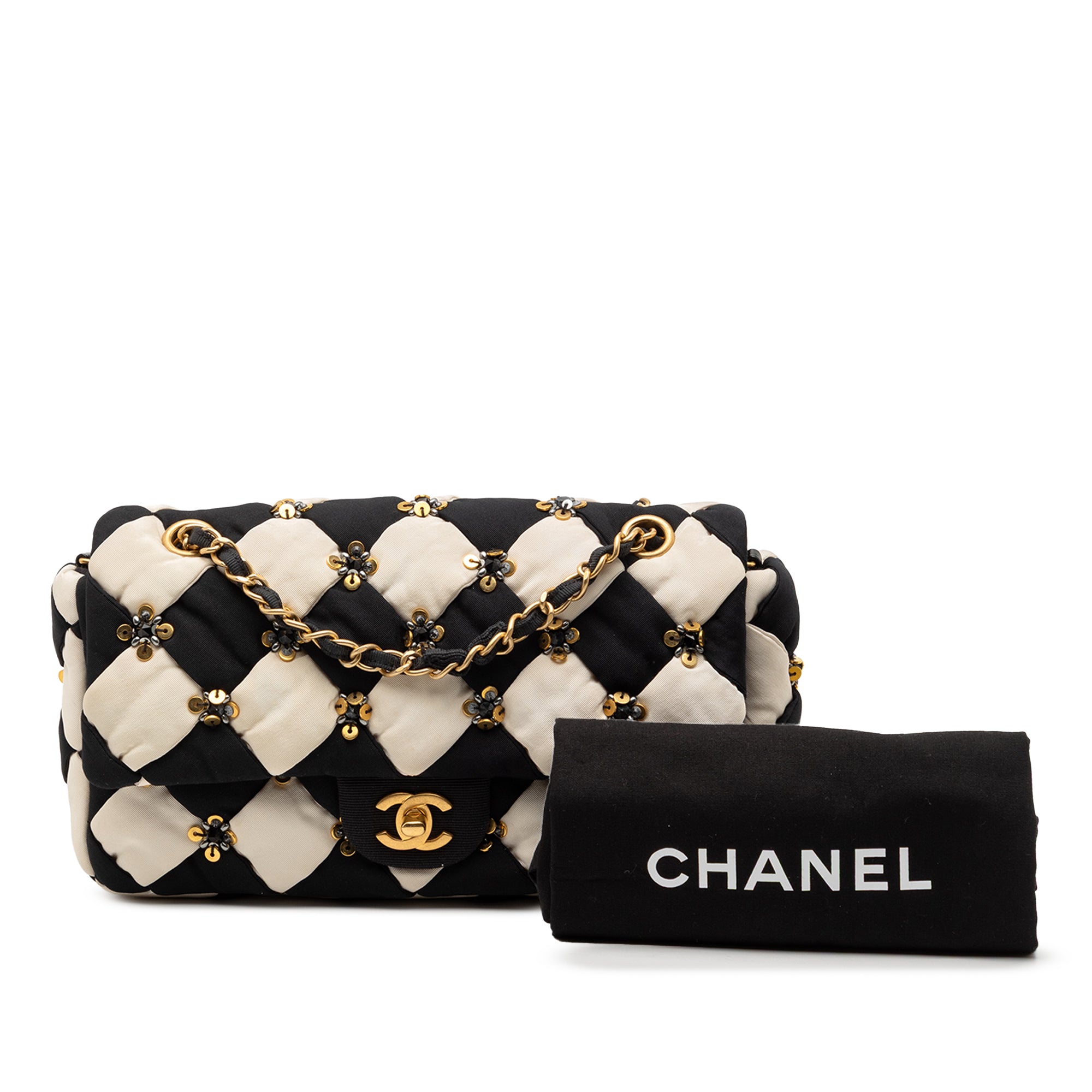 Chanel Medium Satin Metiers D Art Checkered Embellished Flap - image 9