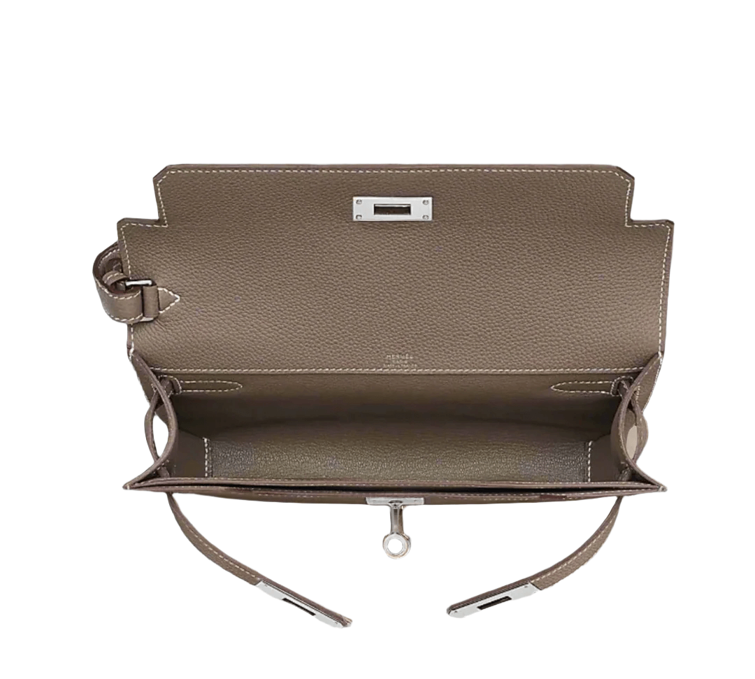 Hermès Kelly Dépêches 25 Etoupe Togo Leather PHW - The Refined Luxury