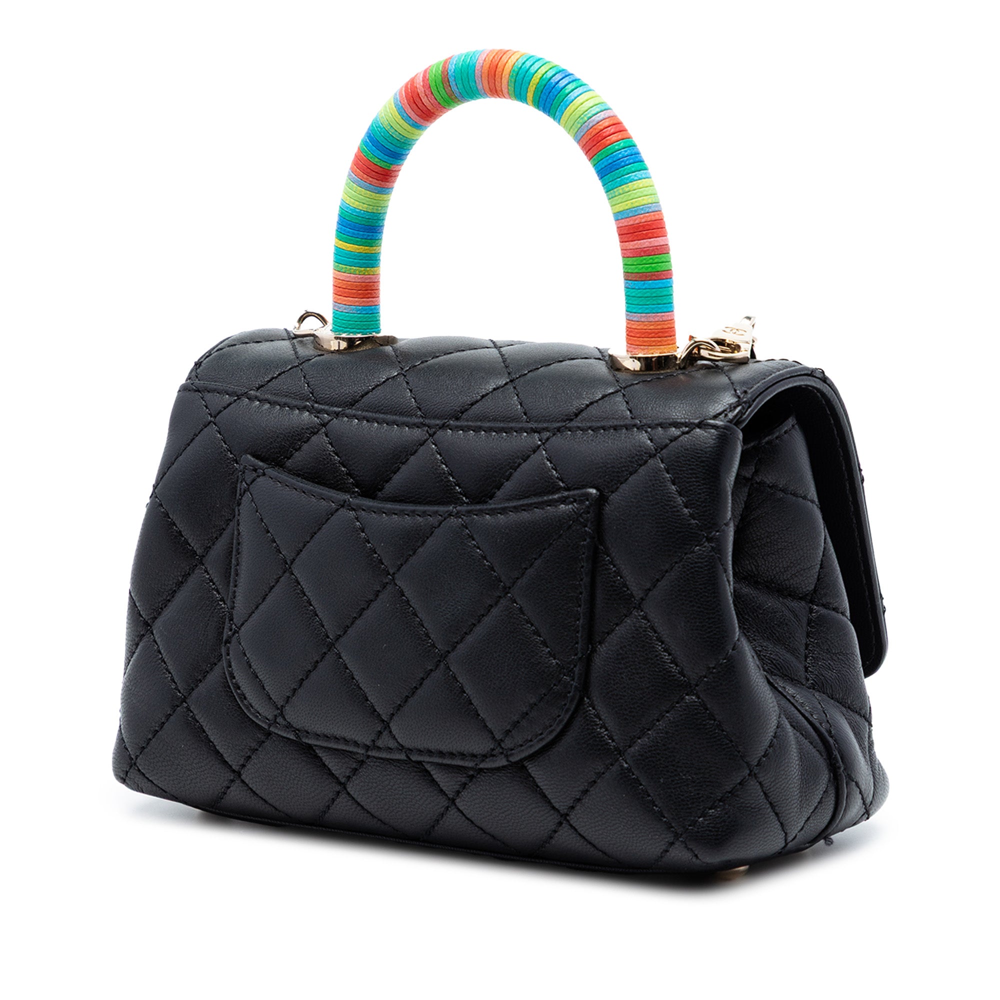 Chanel Extra Mini Quilted Lambskin Rainbow Coco Top Handle Bag - image 2