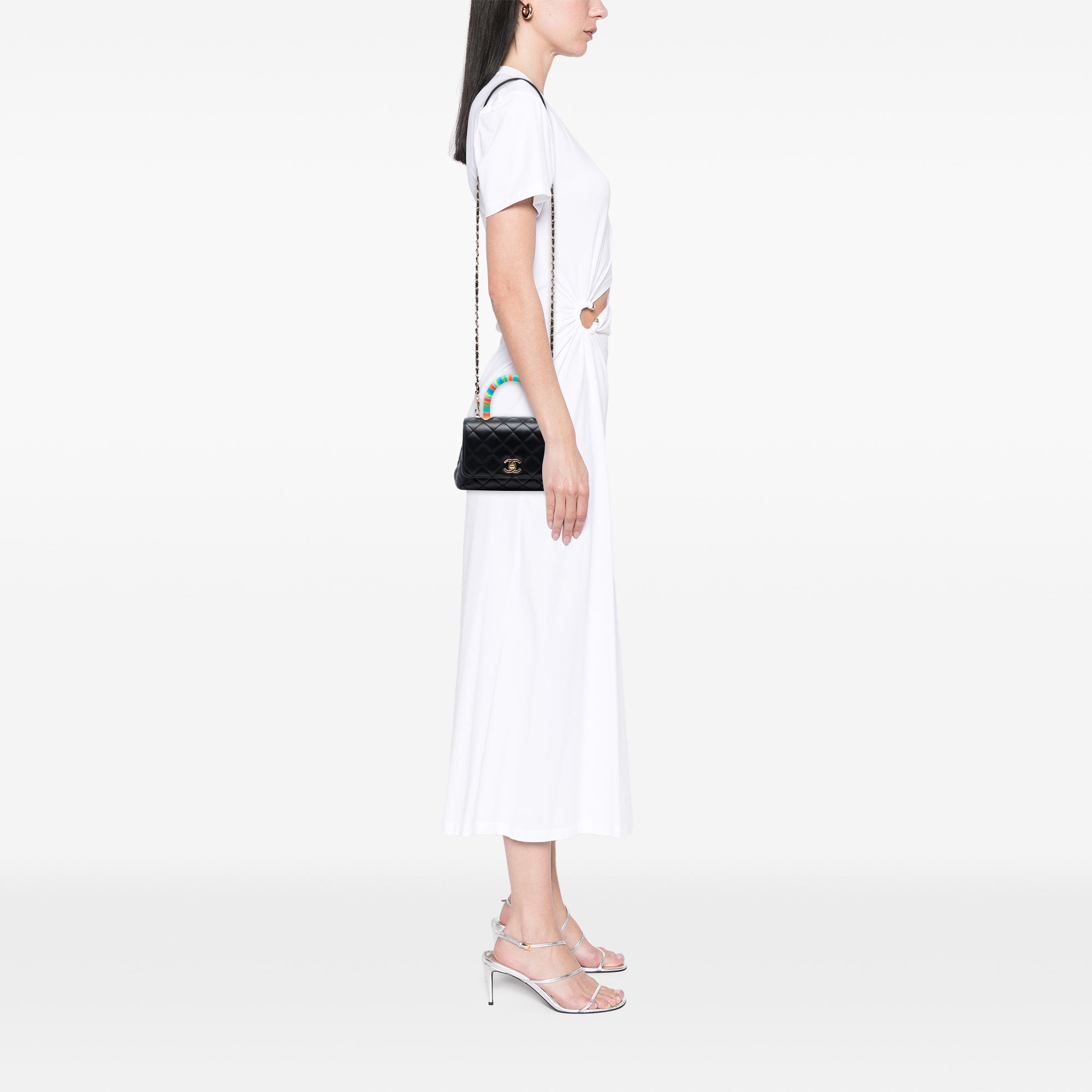 Chanel Extra Mini Quilted Lambskin Rainbow Coco Top Handle Bag - image 6
