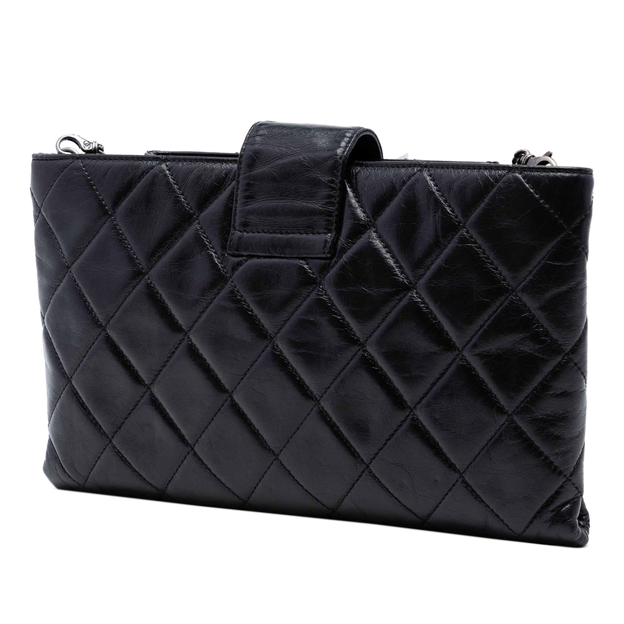Chanel Quilted Glazed Calfskin Coco Pleats Chain Clutch - image 2