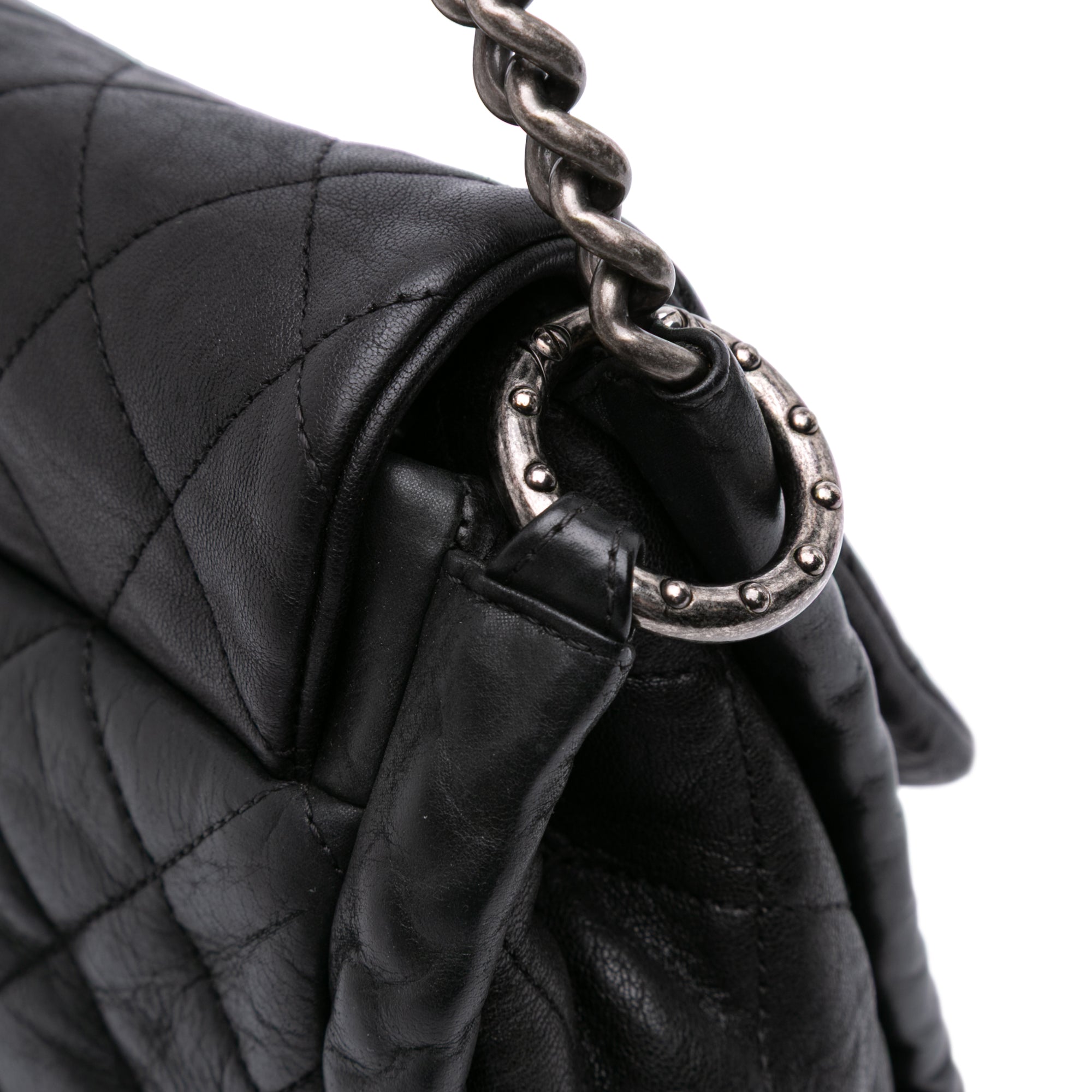 Chanel CC Quilted Washed Lambskin Studded Flap - image 11