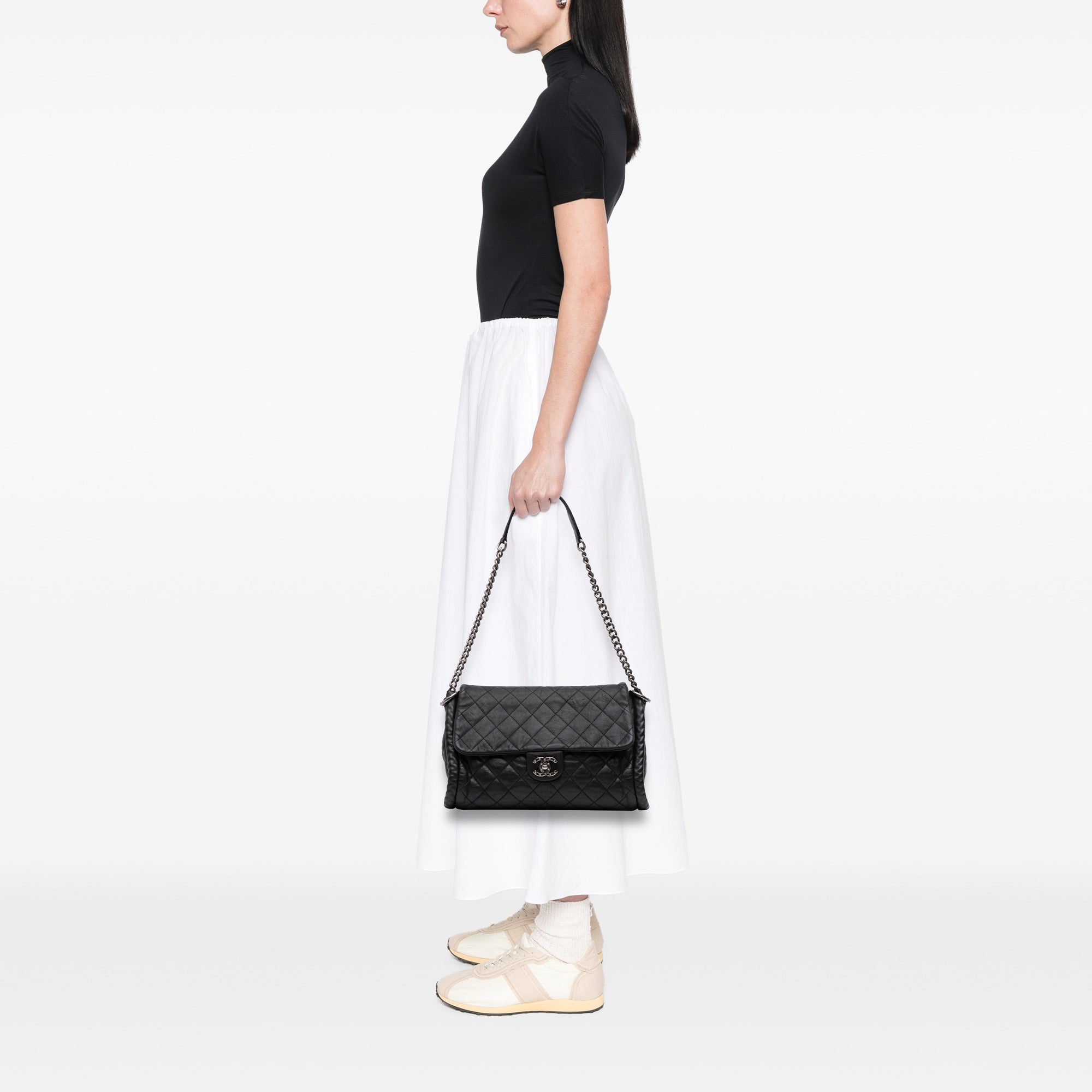 Chanel CC Quilted Washed Lambskin Studded Flap - image 12