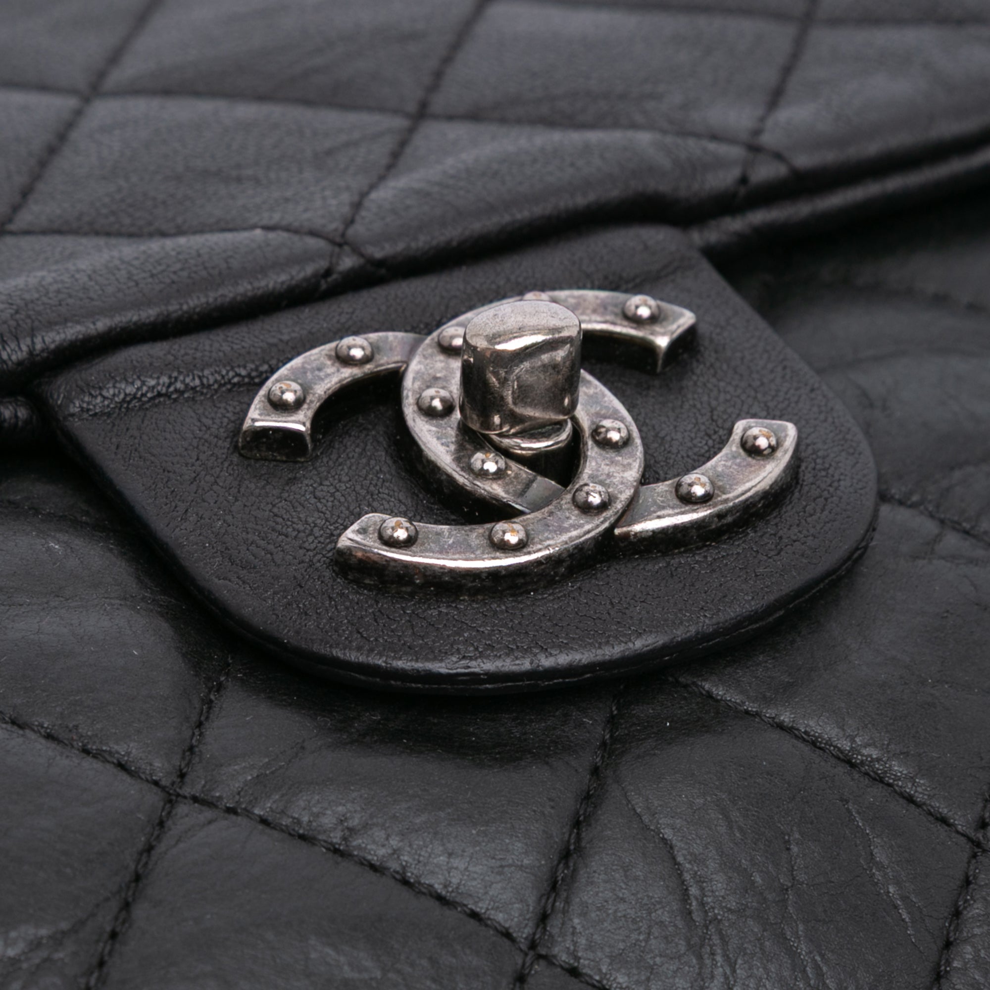 Chanel CC Quilted Washed Lambskin Studded Flap - image 8