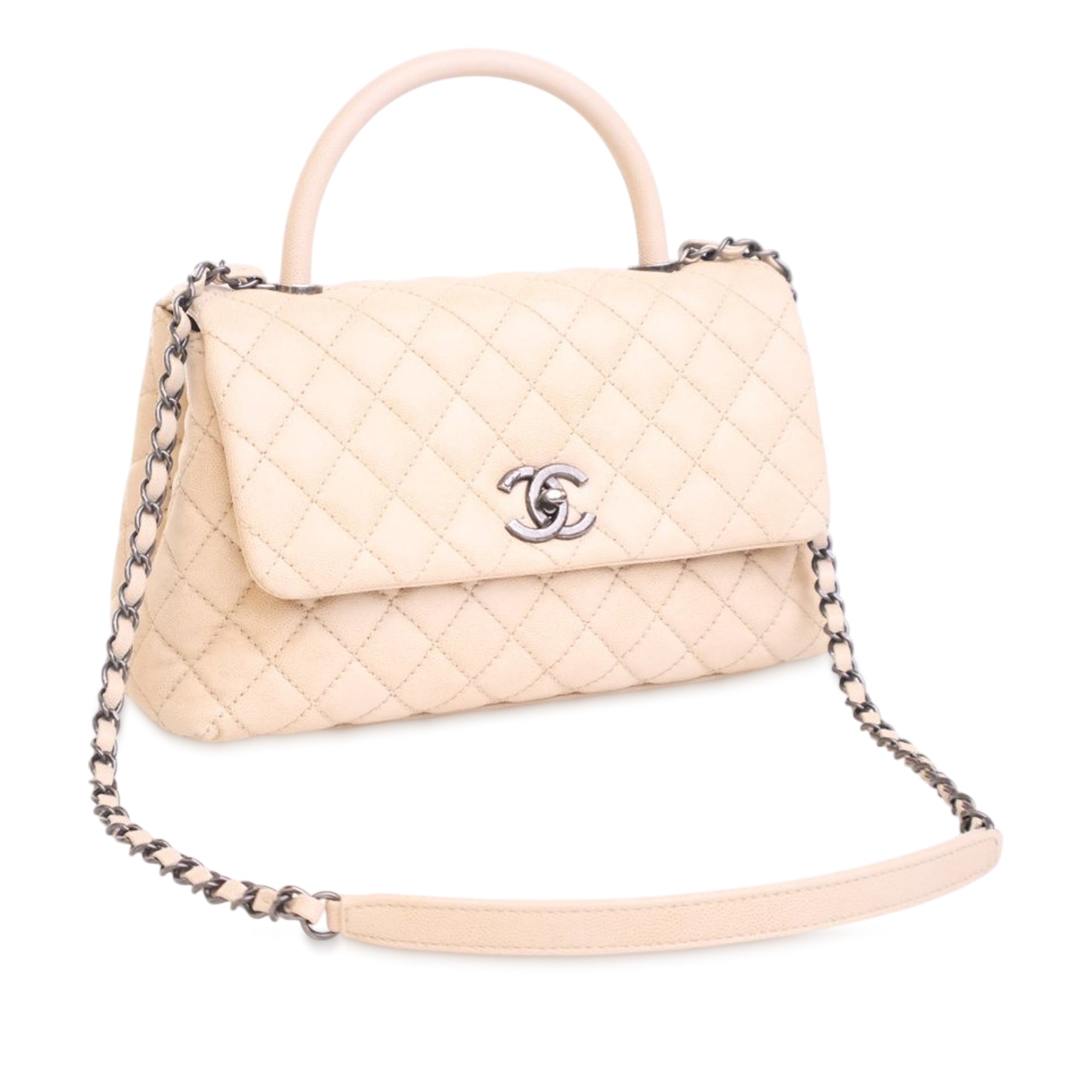 Chanel Medium Quilted Caviar Coco Top Handle Bag - image 2