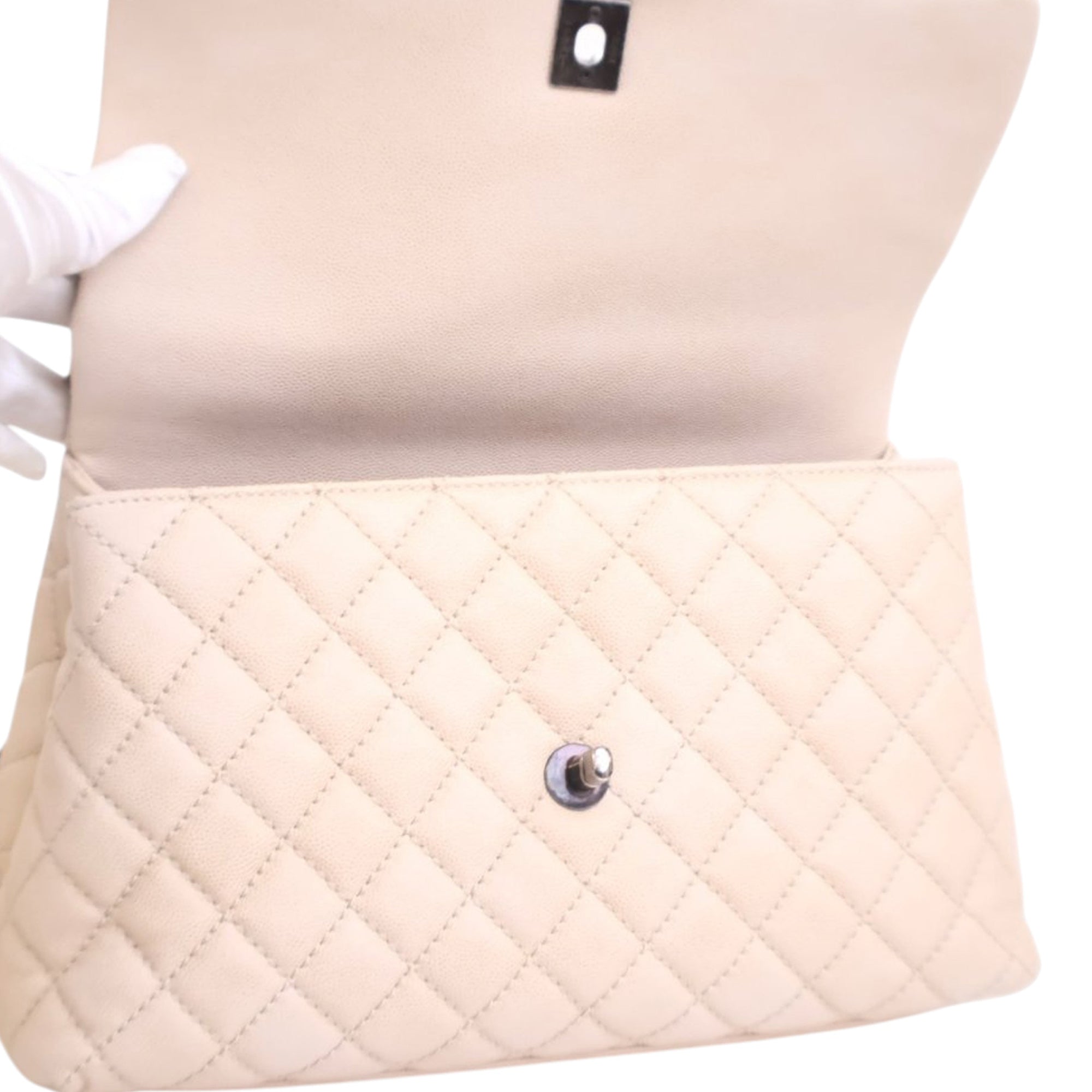 Chanel Medium Quilted Caviar Coco Top Handle Bag - image 5