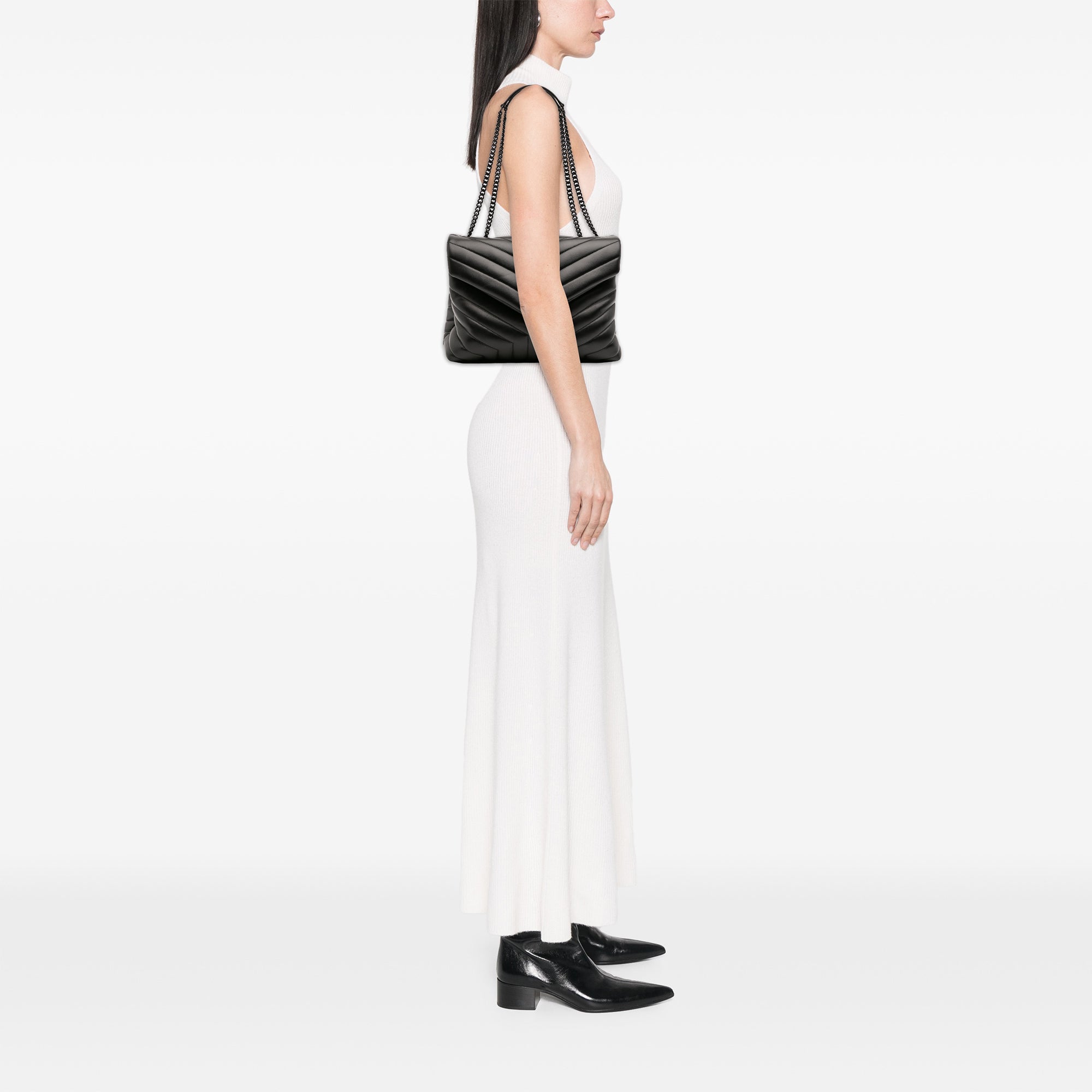 Saint Laurent Medium Matelasse Calfskin Monogram Monochrome LouLou Shoulder Bag - image 11