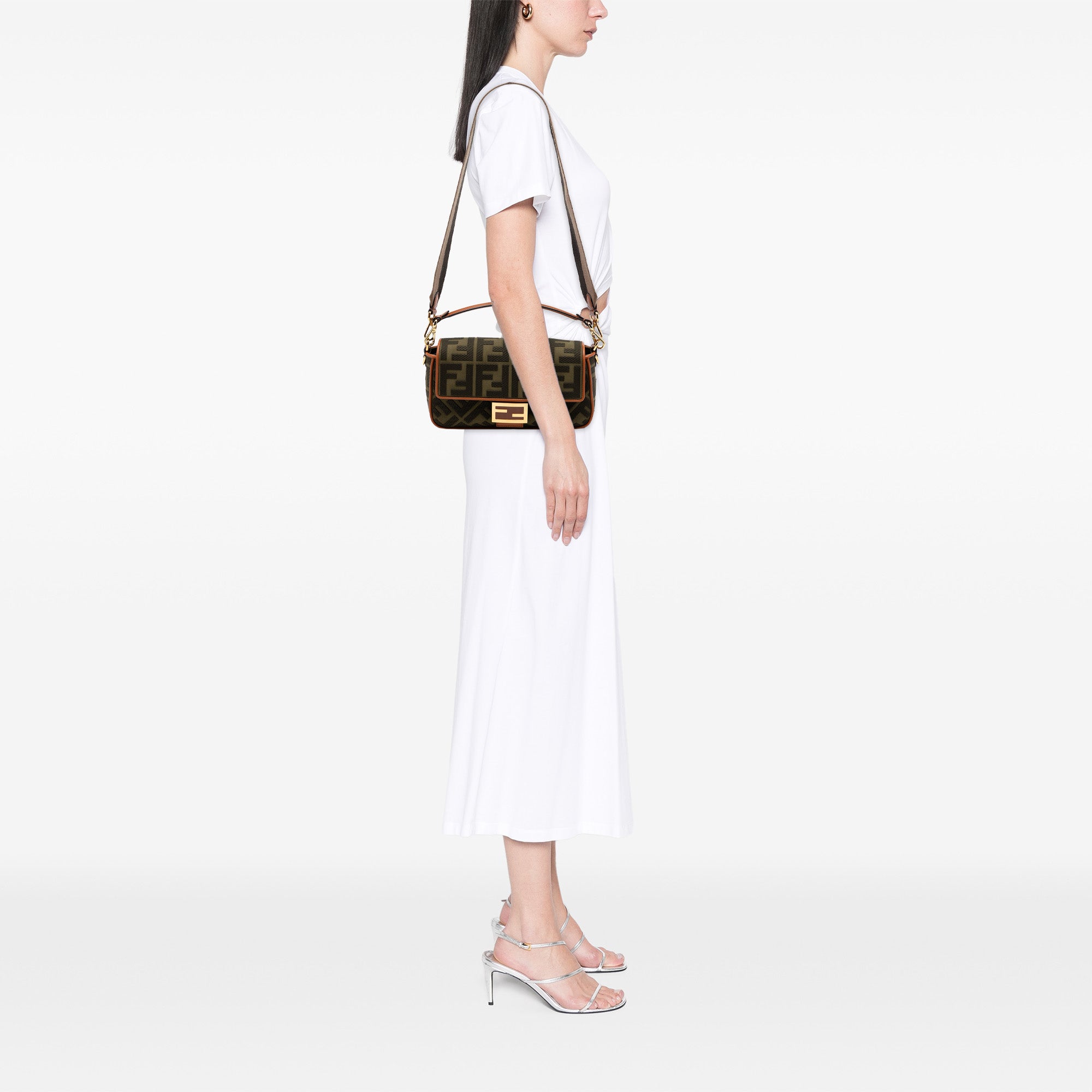 Fendi Zucca Embroidered Canvas Baguette Satchel - image 7