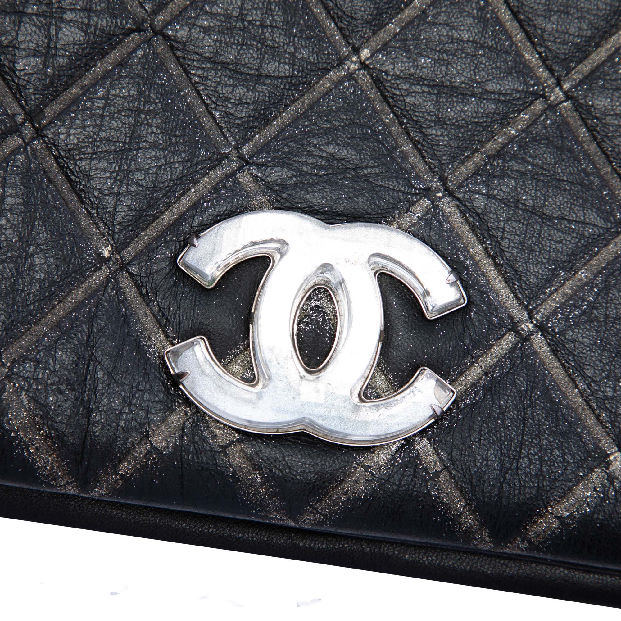 Chanel Quilted Metallic Distressed Lambskin CC Crystal Flap - image 5