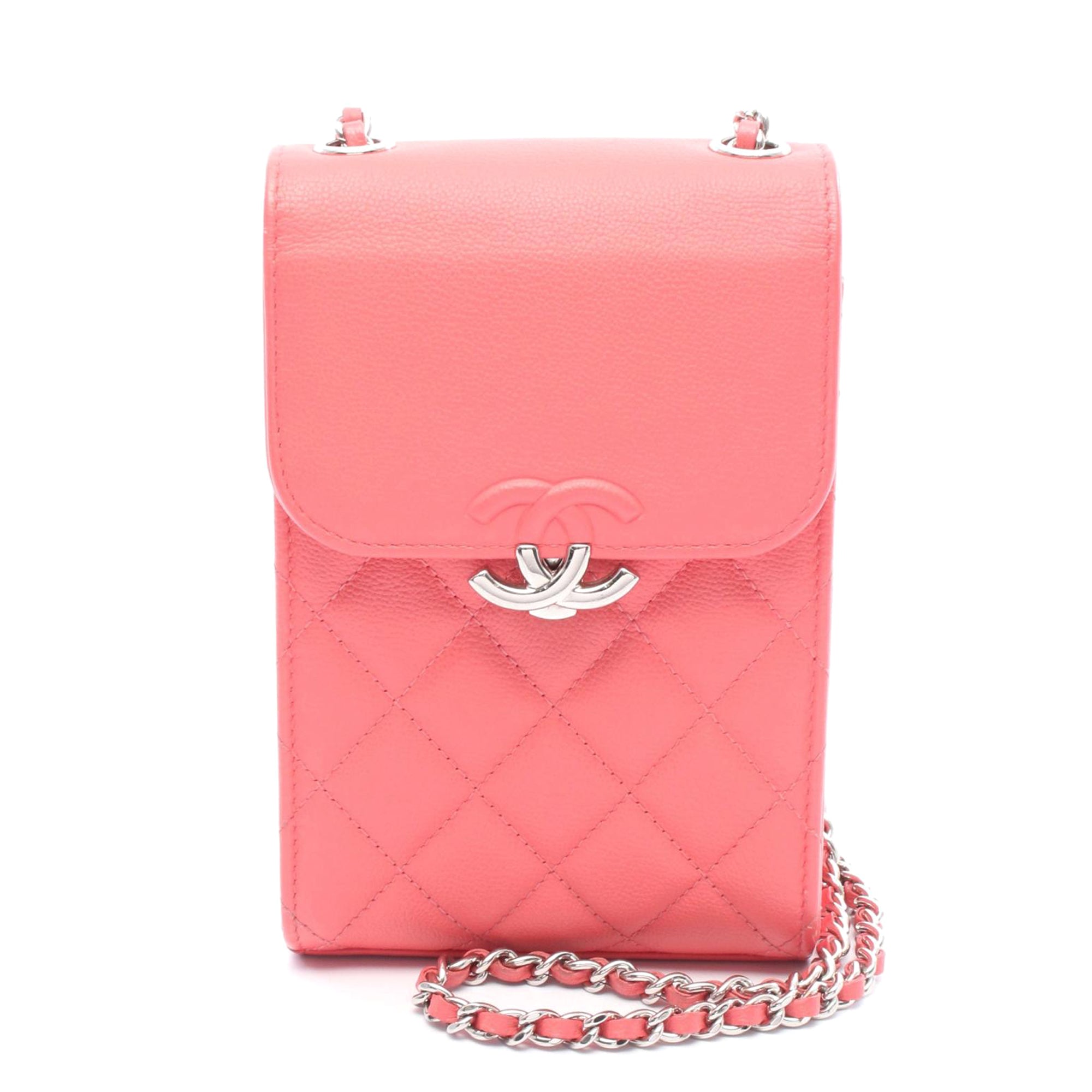 Chanel CC Quilted Caviar Phone Holder with Chain - image 1
