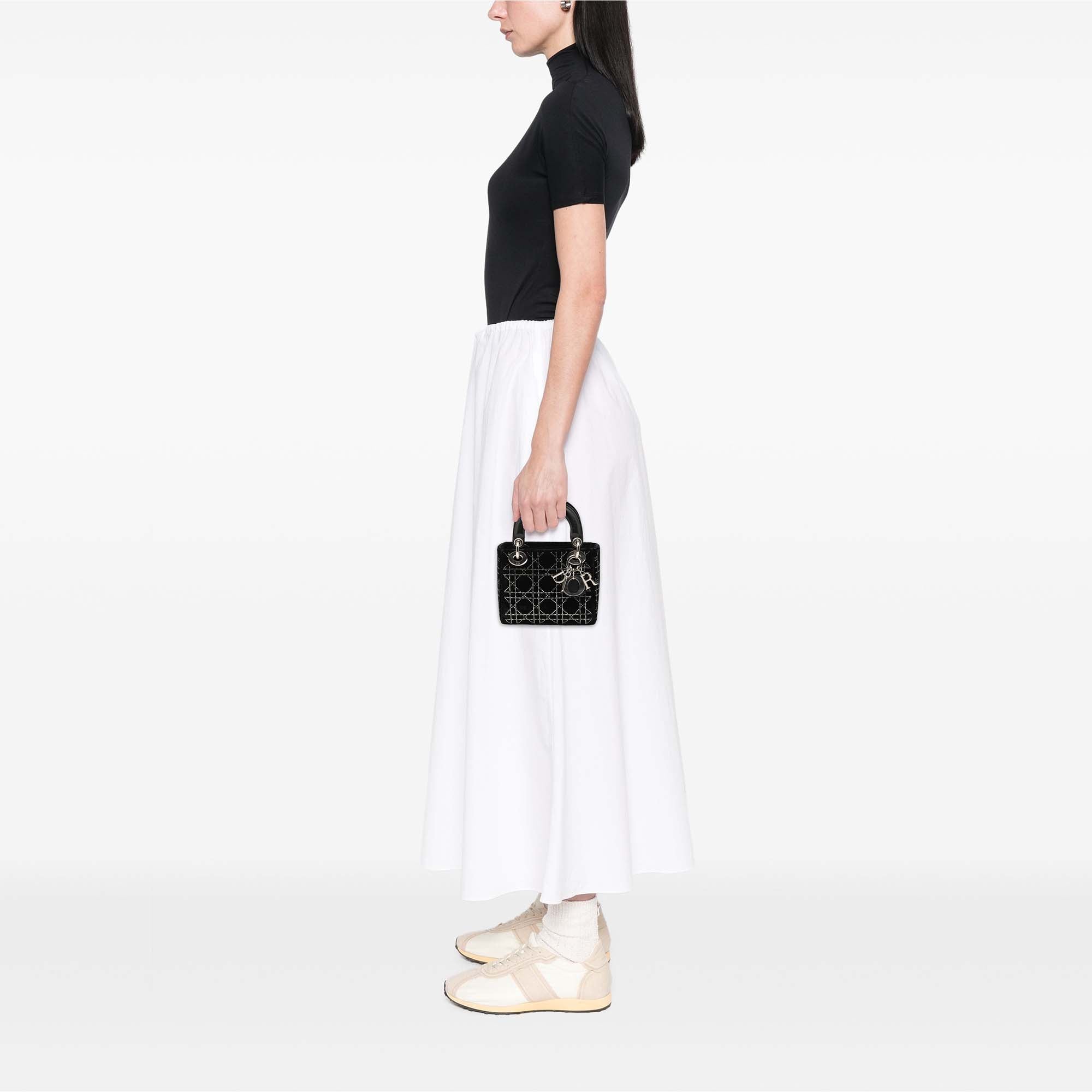 Dior Mini Velvet Cannage Strass Embellished Lady Dior - image 7