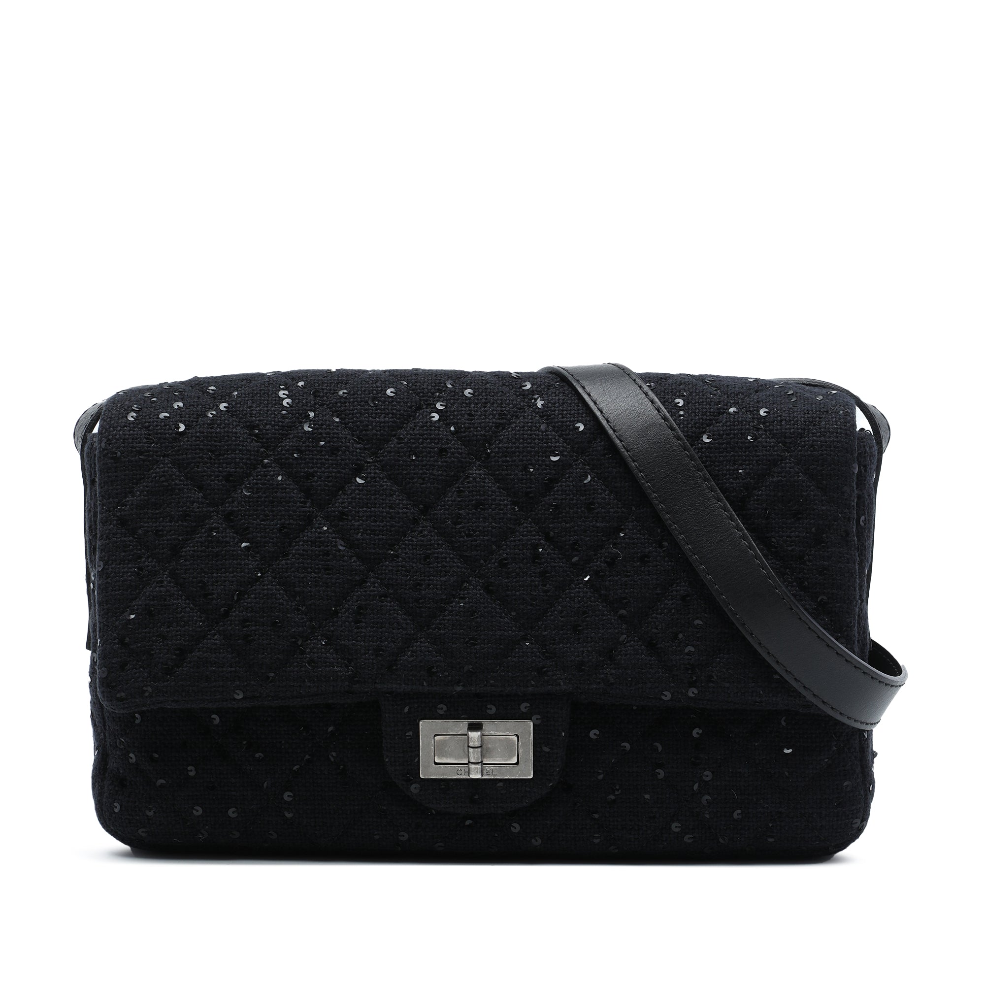 Chanel Jumbo Sequin Embellished Quilted Tweed Reissue 2.55 Messenger Flap - image 1
