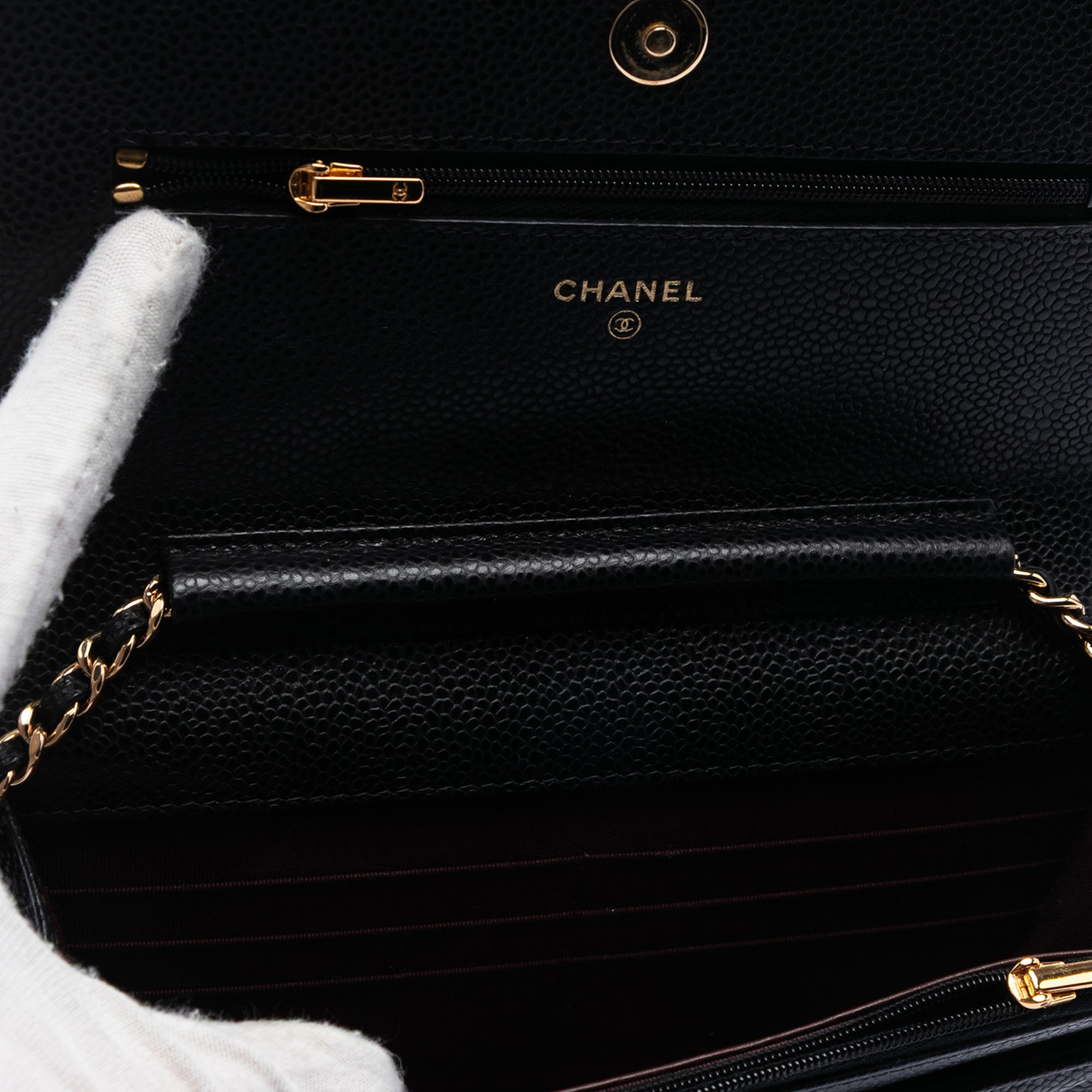 Chanel CC Quilted Caviar Wallet on Chain - image 4