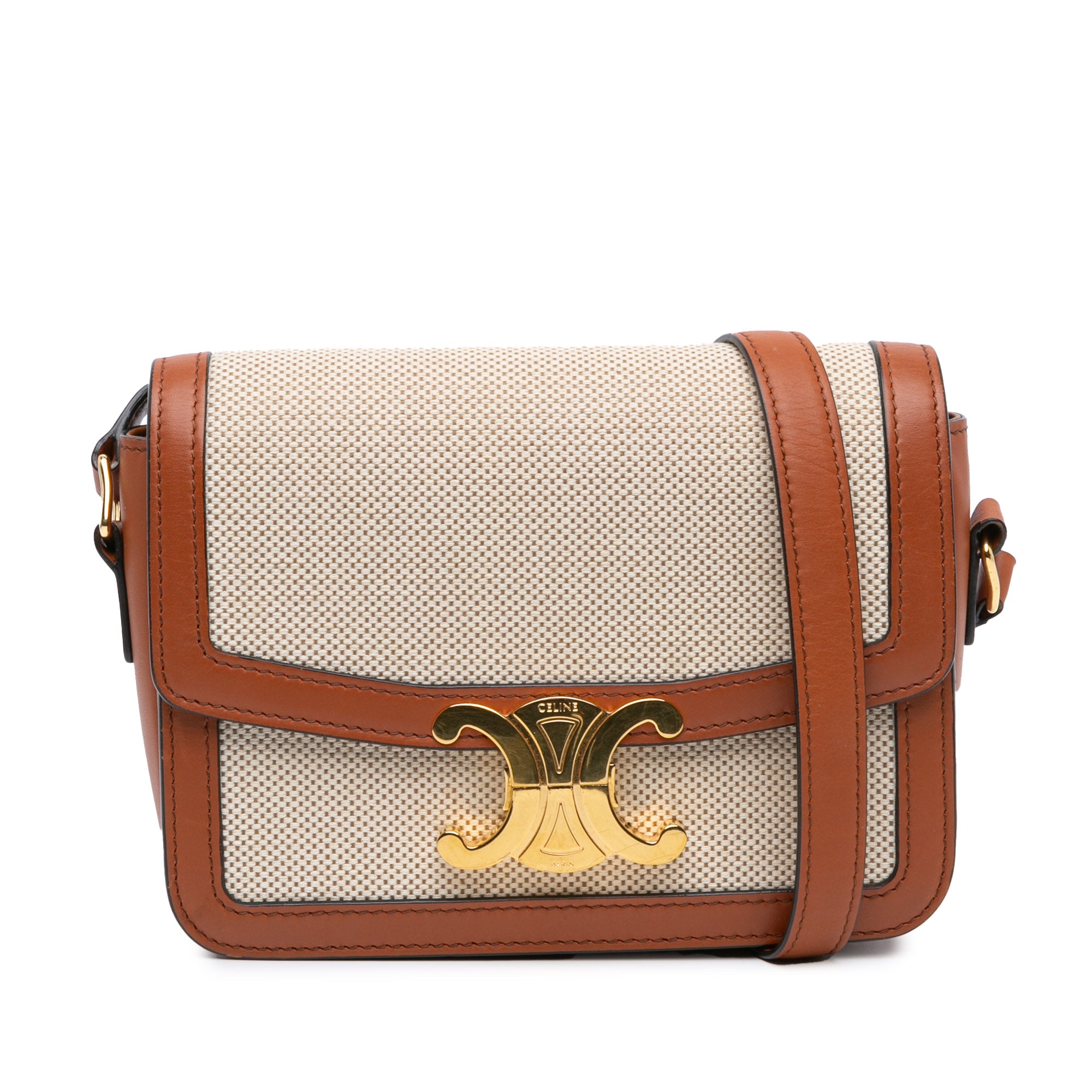 Celine Teen Canvas and Calfskin Triomphe Crossbody - image 1