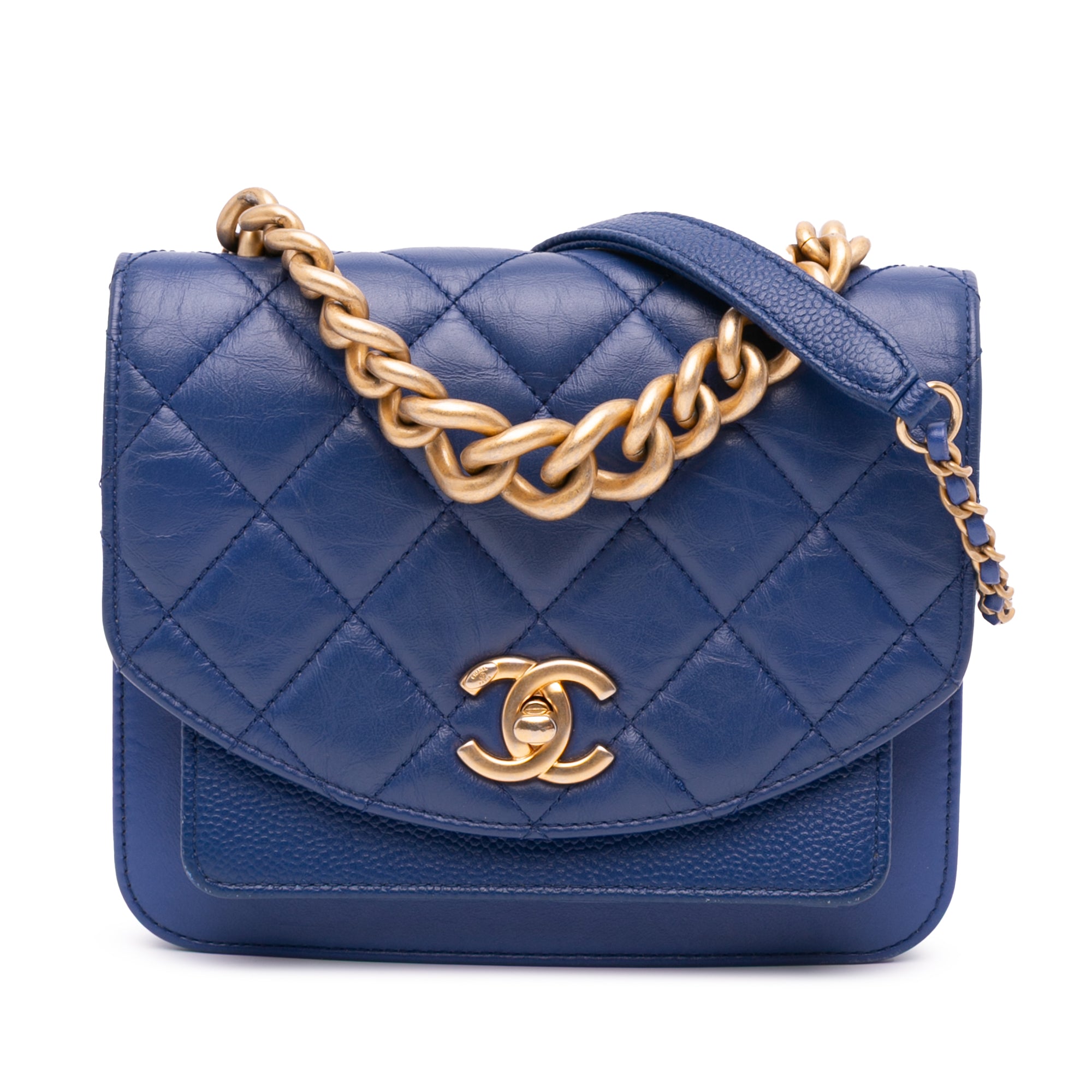 Chanel Mini Quilted Aged Calfskin and Caviar Chain Handle Flap - image 1