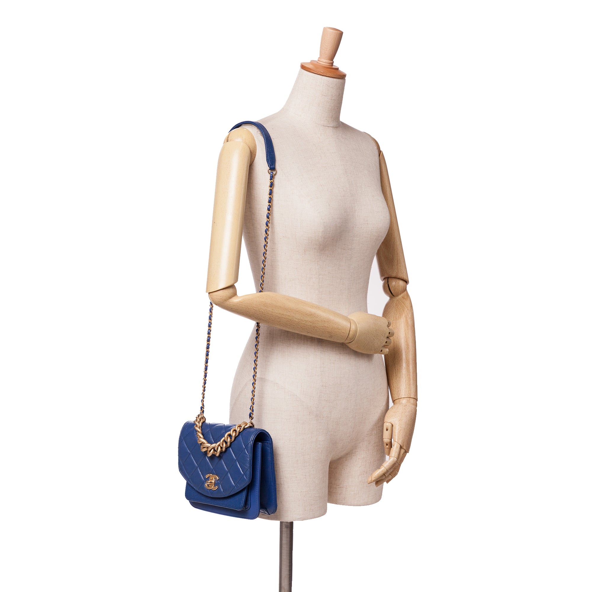 Chanel Mini Quilted Aged Calfskin and Caviar Chain Handle Flap - image 11