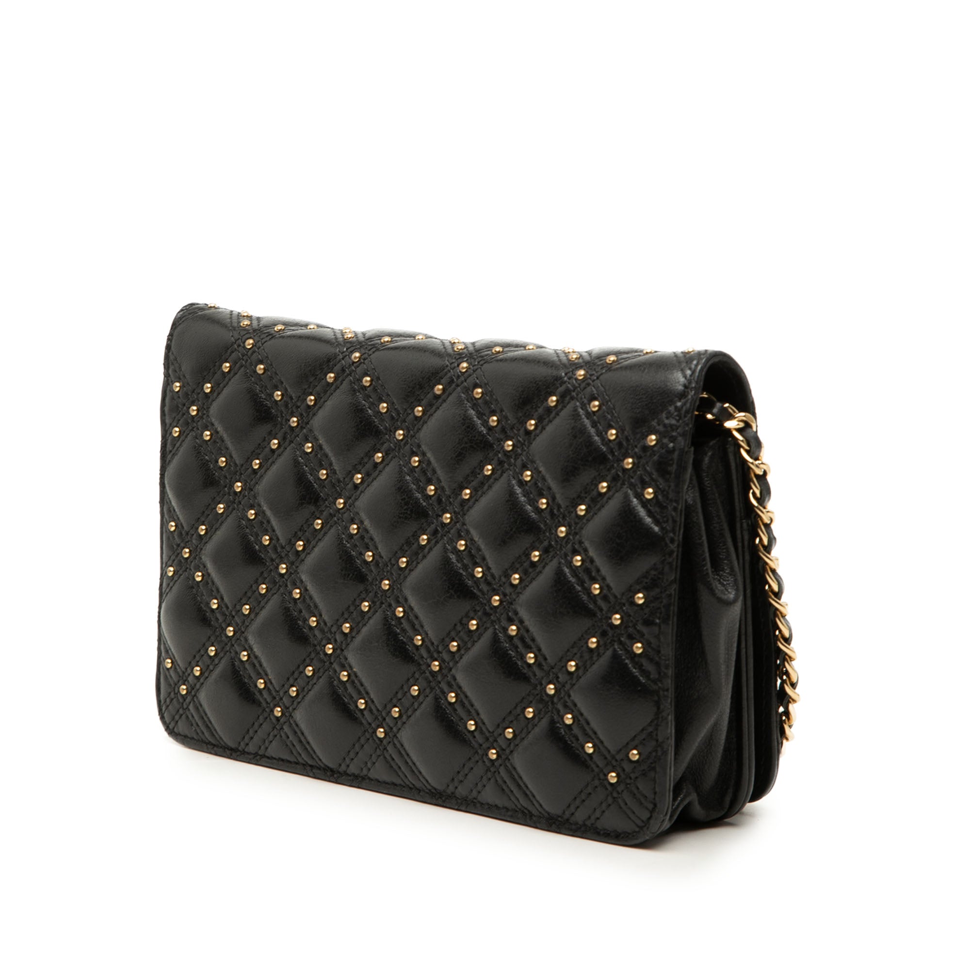 Chanel CC Lambskin Studded Diamond Stitch Wallet On Chain - image 2