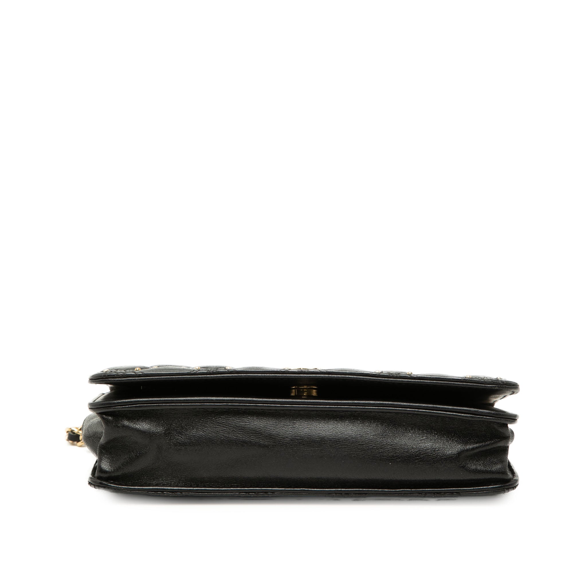 Chanel CC Lambskin Studded Diamond Stitch Wallet On Chain - image 3