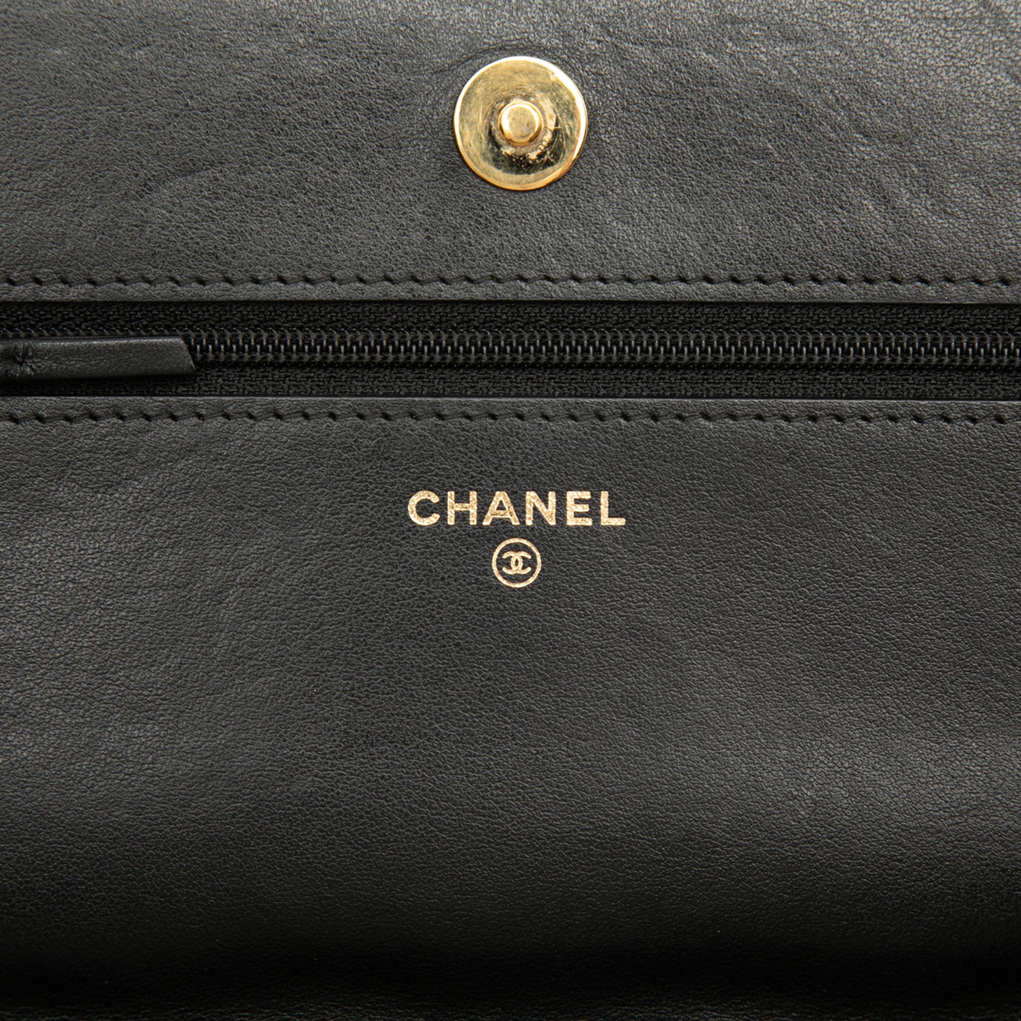 Chanel CC Lambskin Studded Diamond Stitch Wallet On Chain - image 5