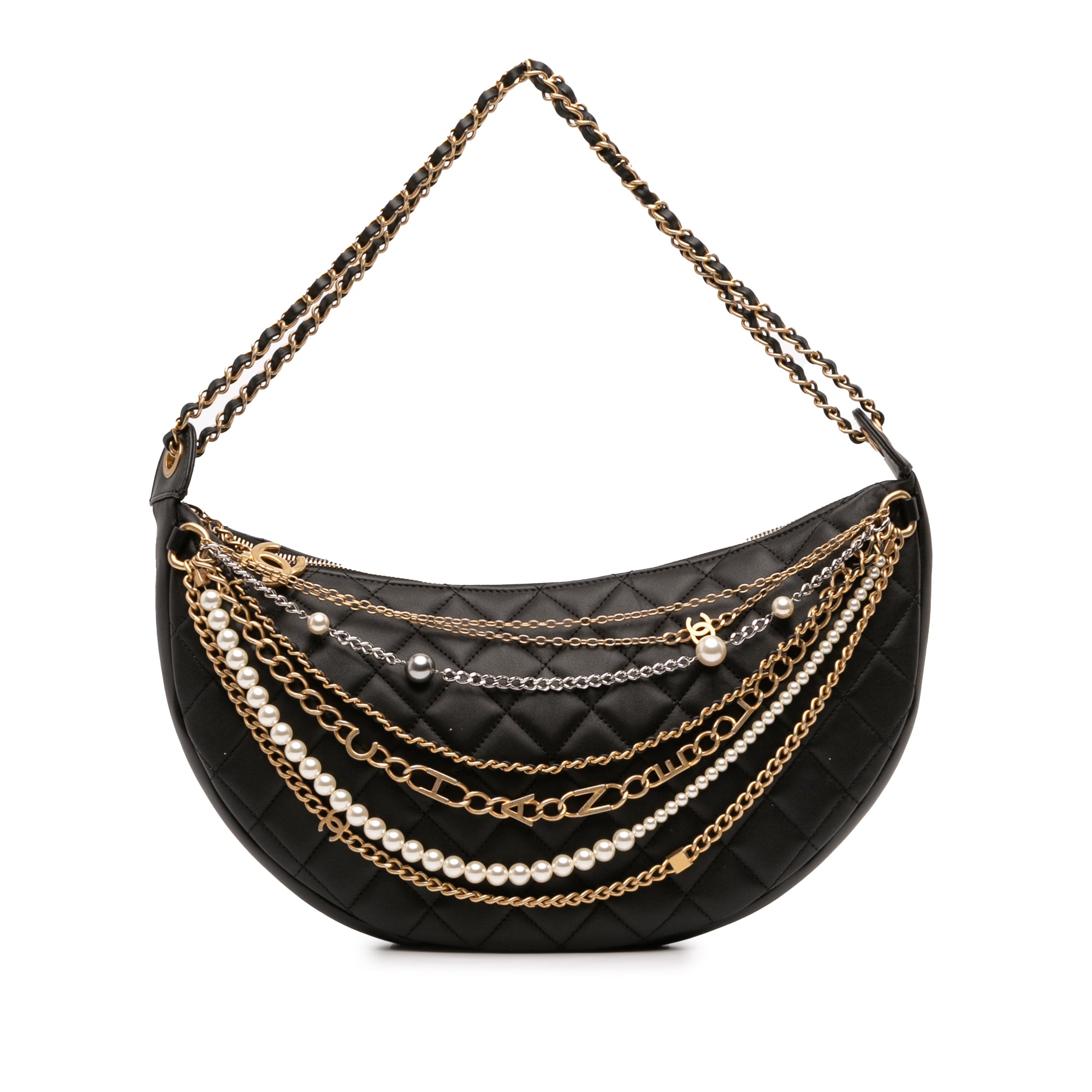 Chanel Quilted Lambskin All About Chains Hobo - image 1